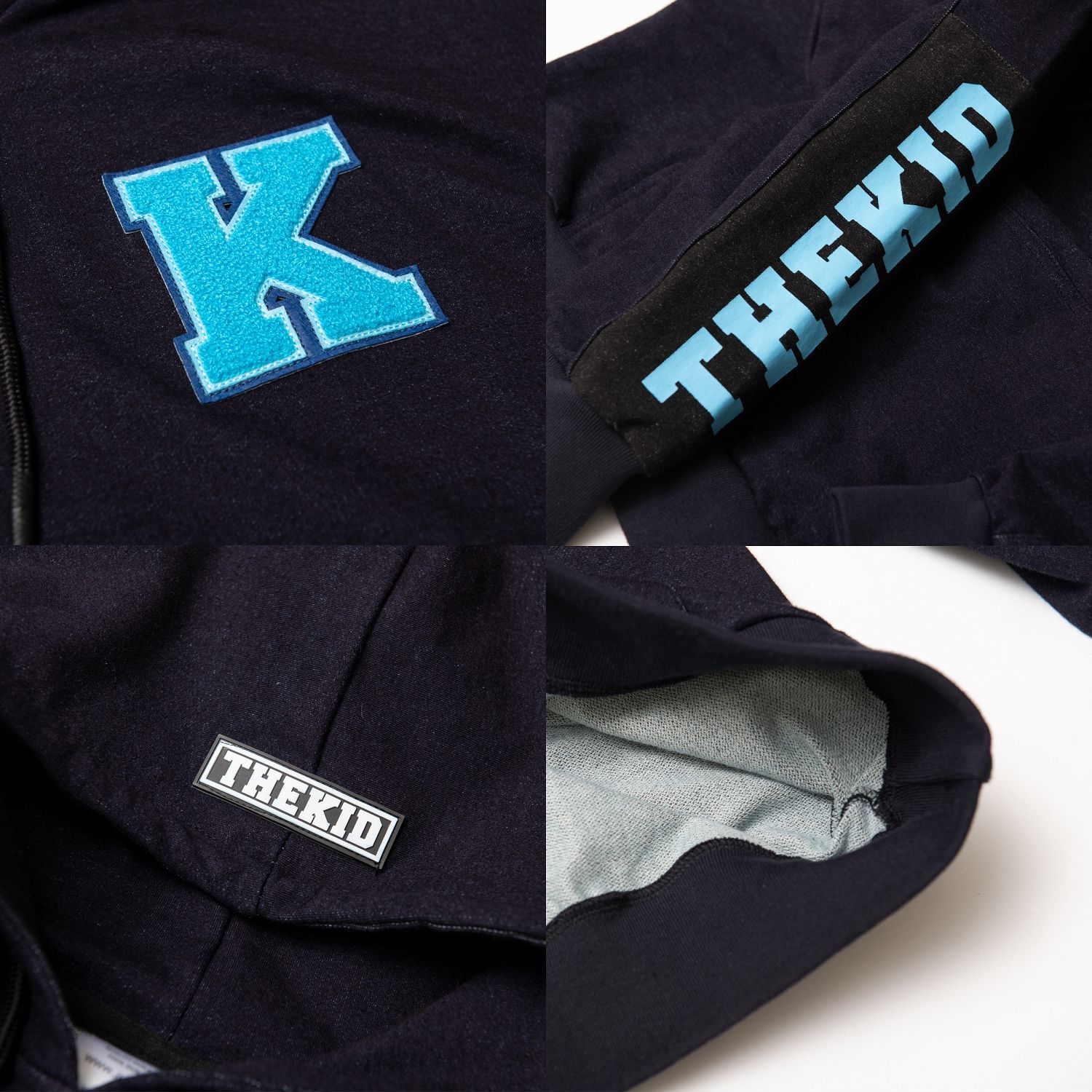 KID ® 水洗拼接牛仔連帽T