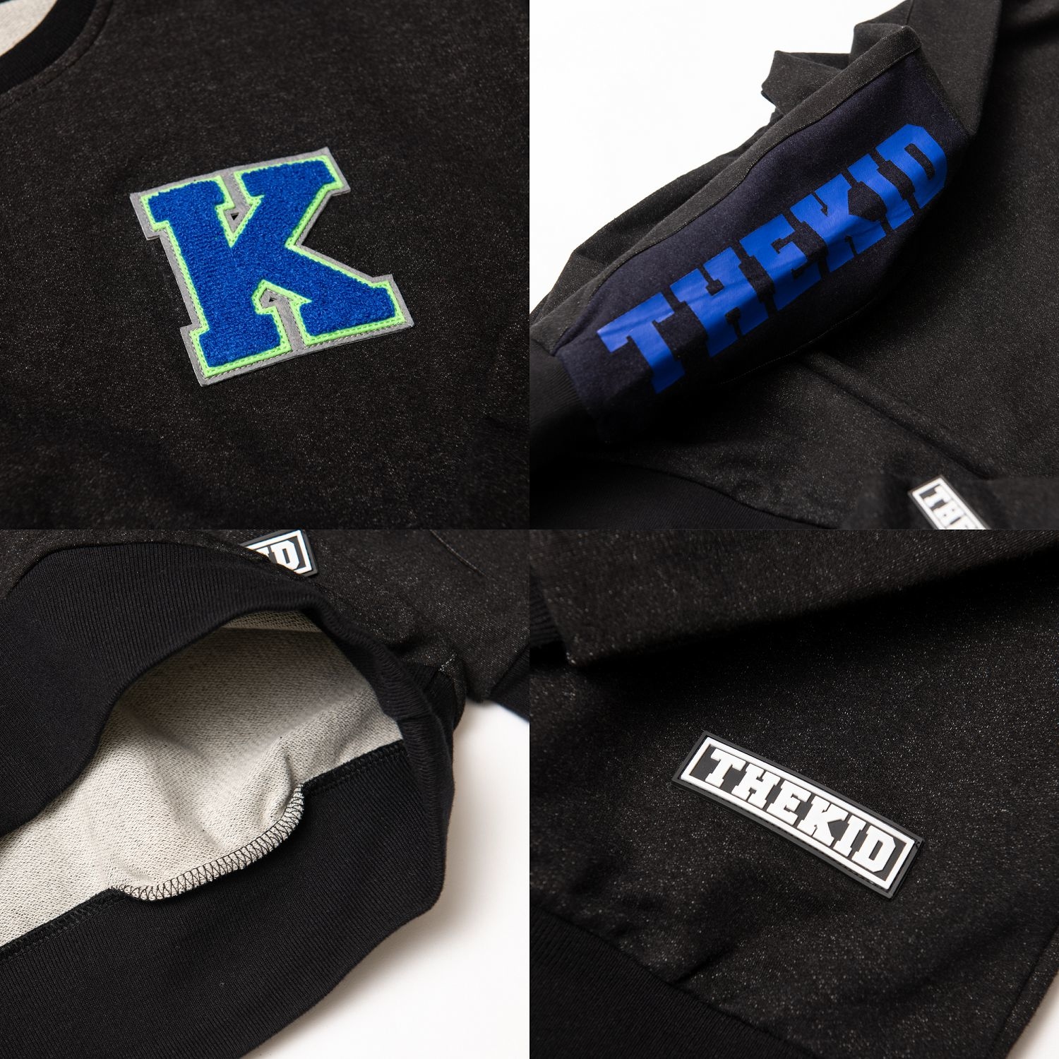 KID ® 水洗拼接牛仔短版大學T