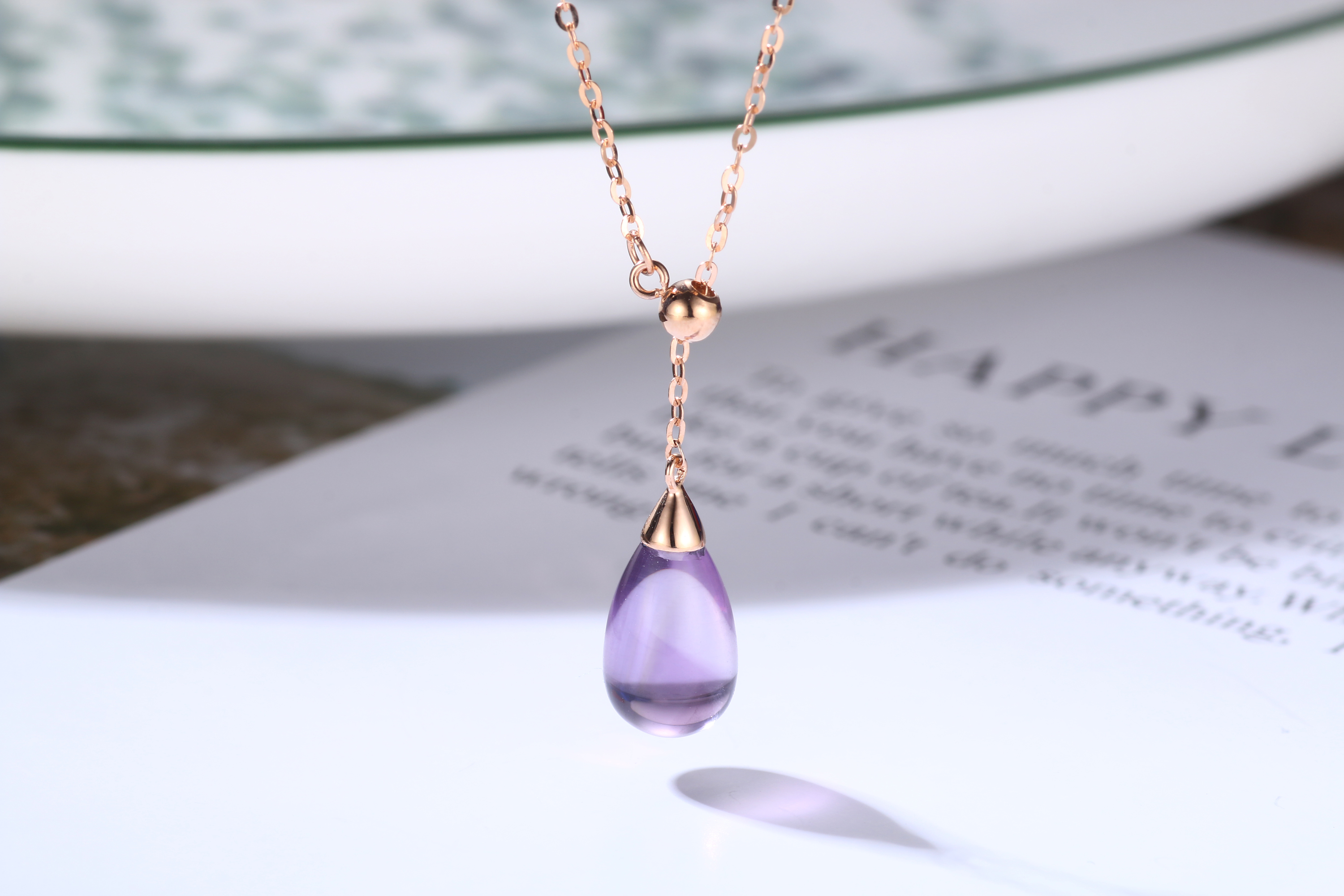 18K 玫瑰金紫水晶項鍊