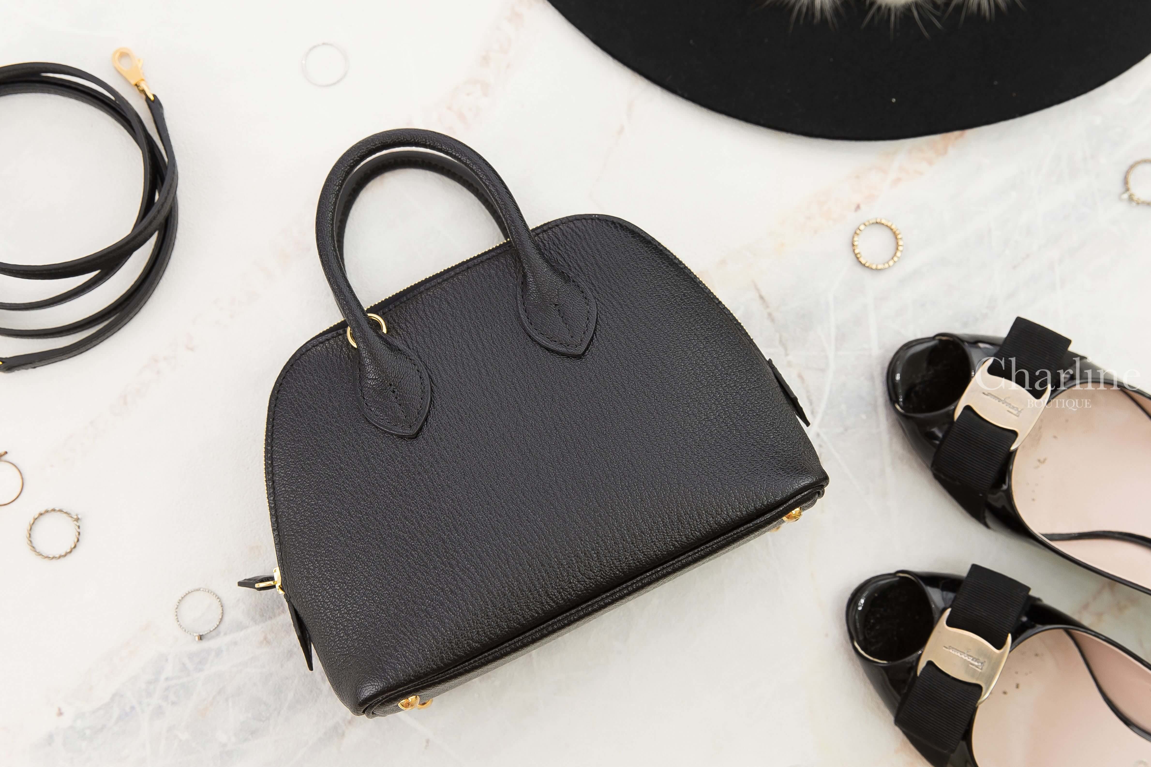 Hermès Bolide 1923 Mini 89 Noir Chevre Mysore U刻黑色金釦迷你手提肩背包-Charline Boutique 精品代購