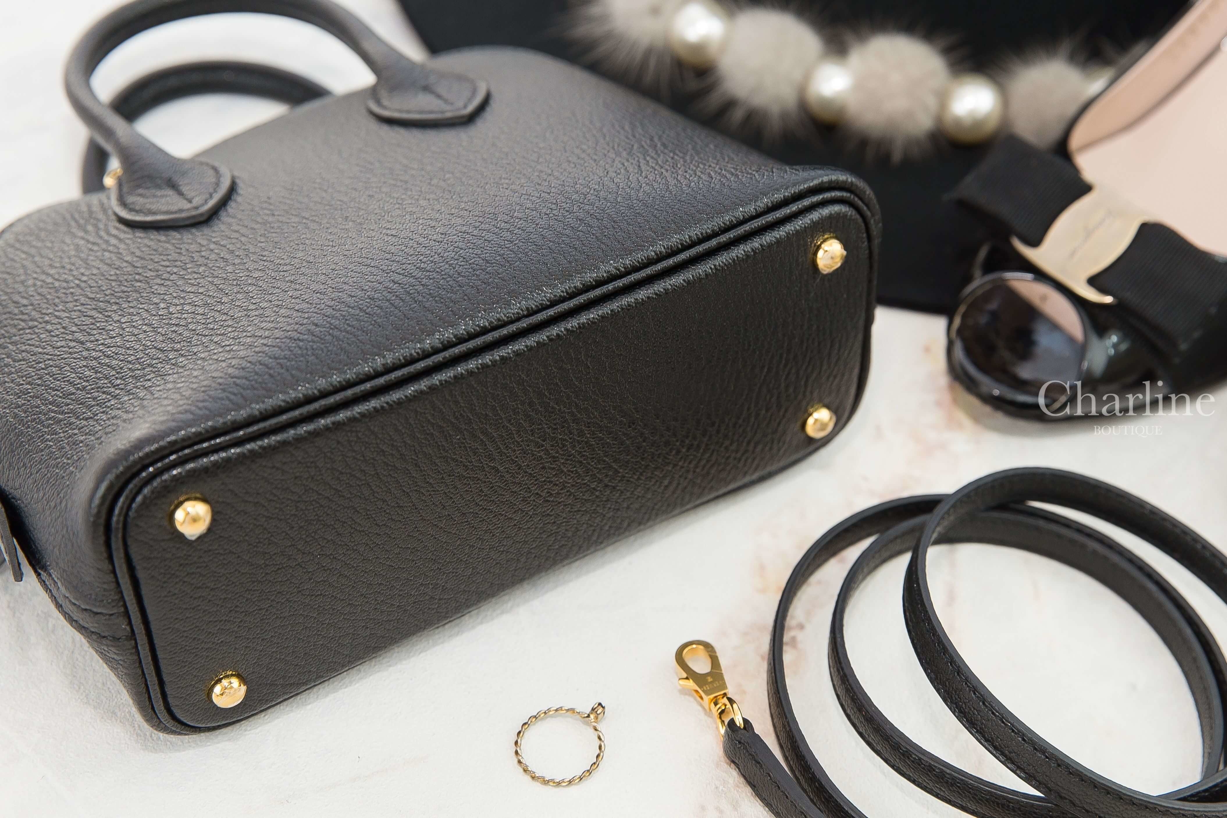Hermès Bolide 1923 Mini 89 Noir Chevre Mysore U刻黑色金釦迷你手提肩背包-Charline Boutique 精品代購