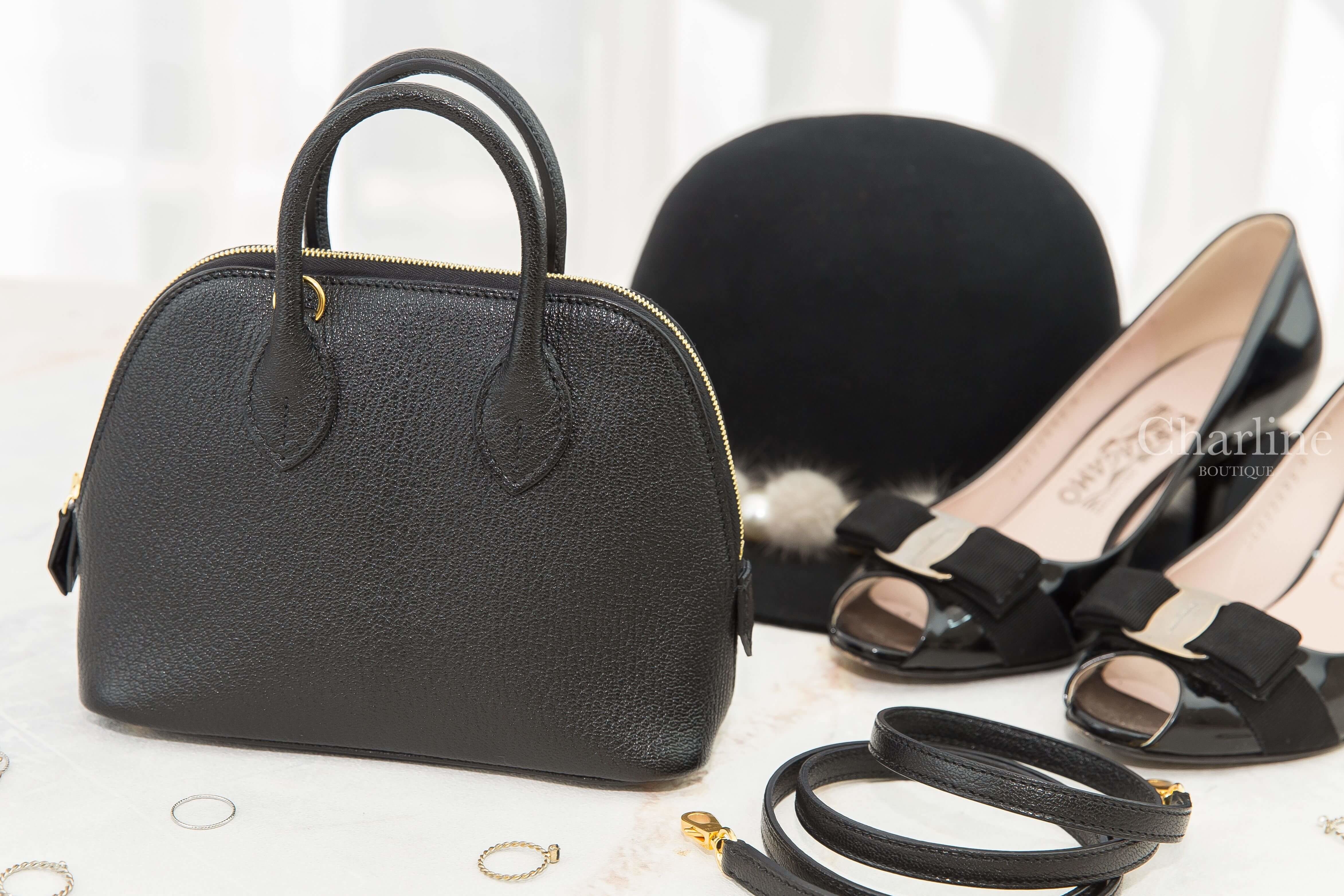 Hermès Bolide 1923 Mini 89 Noir Chevre Mysore U刻黑色金釦迷你手提肩背包-Charline Boutique 精品代購