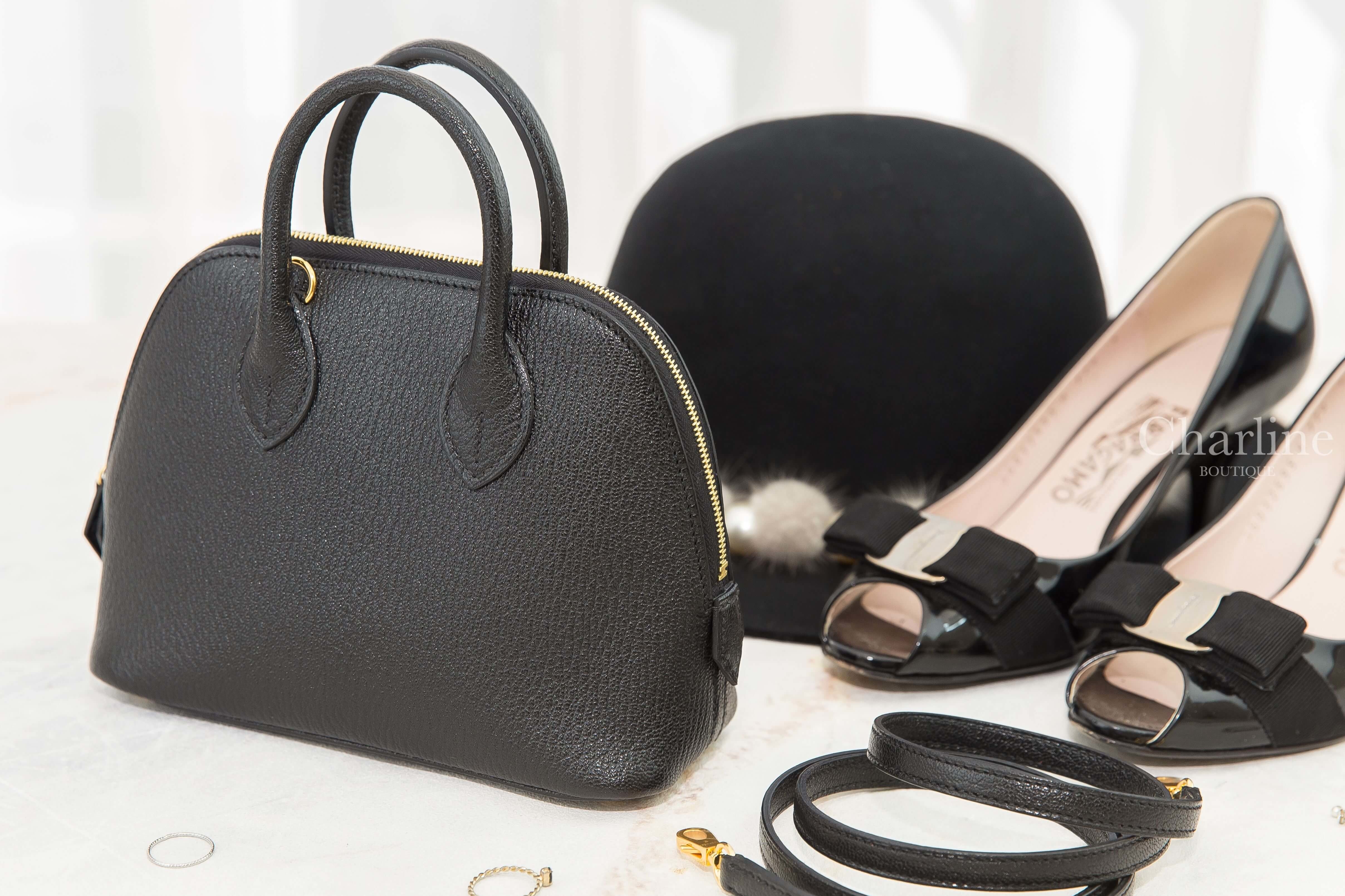 Hermès Bolide 1923 Mini 89 Noir Chevre Mysore U刻黑色金釦迷你手提肩背包-Charline Boutique 精品代購