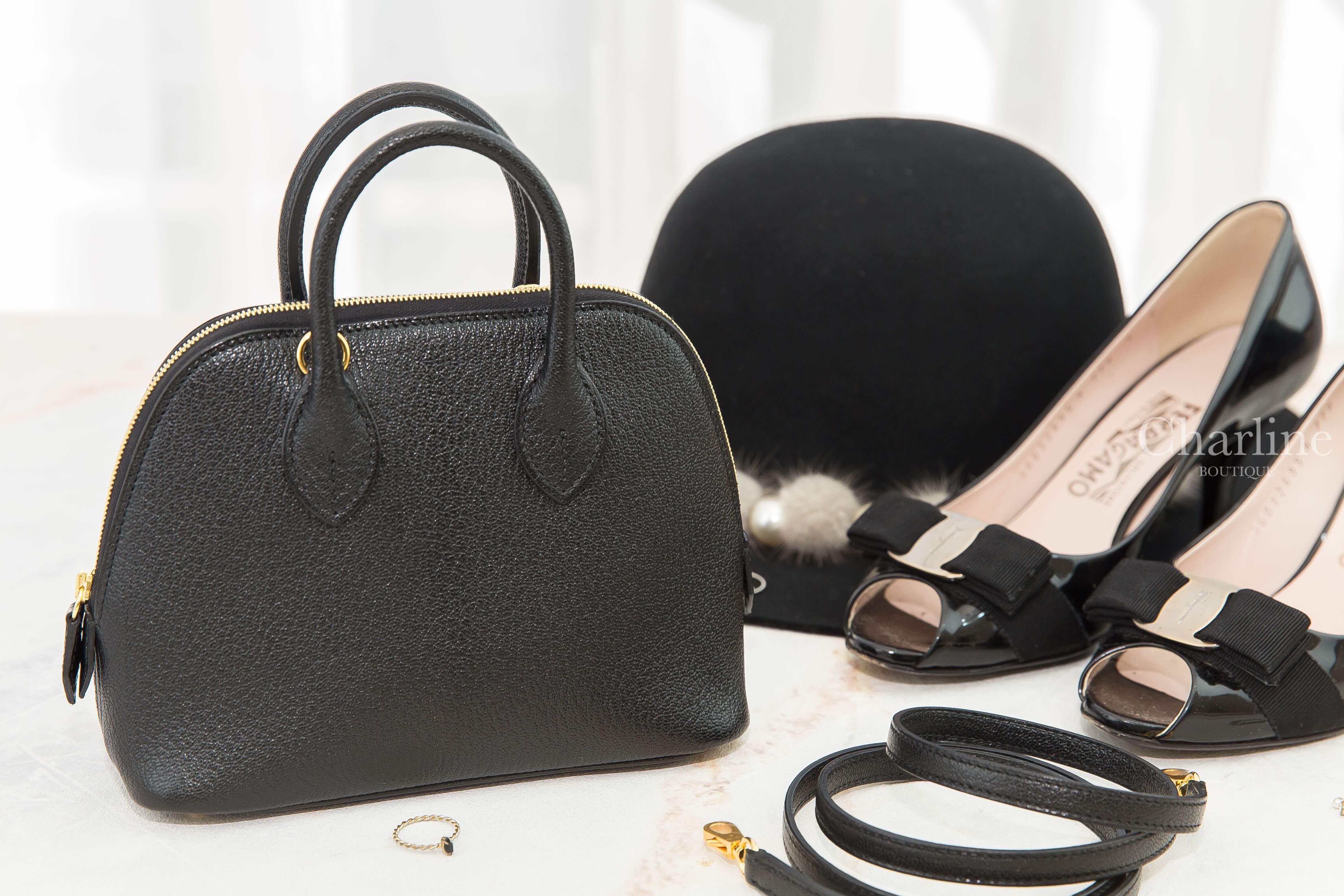 Hermès Bolide 1923 Mini 89 Noir Chevre Mysore U刻黑色金釦迷你手提肩背包-Charline Boutique 精品代購