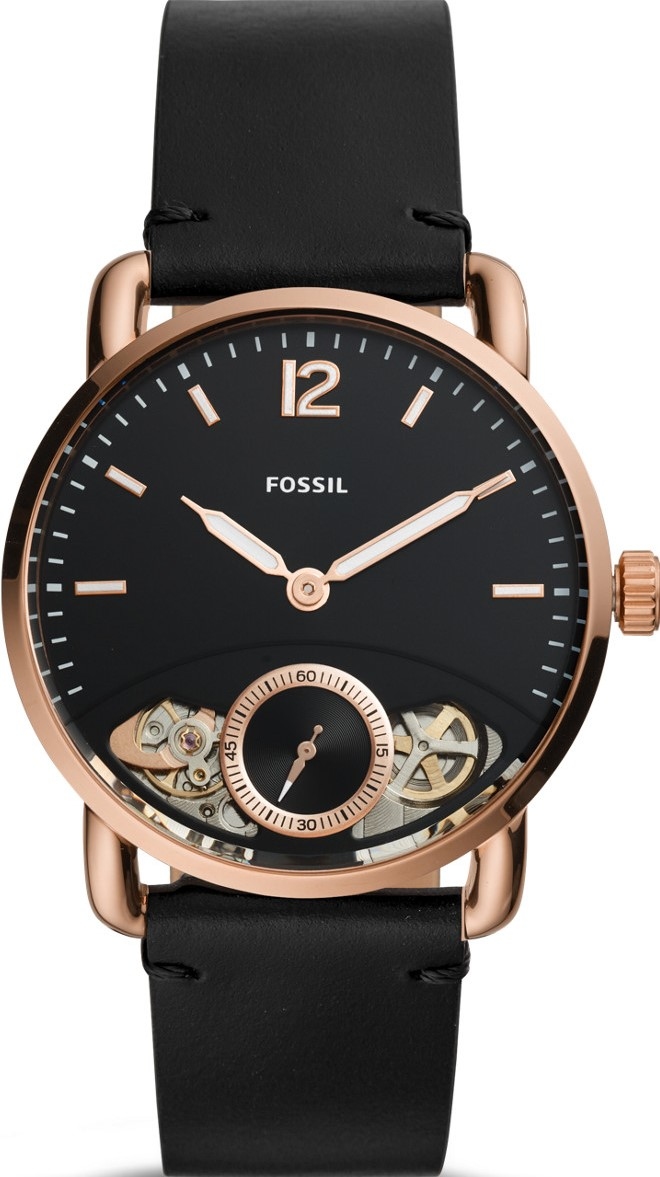 萬年鐘錶 - Fossil  簍空造型皮革男錶  ME1168 錶徑42MM