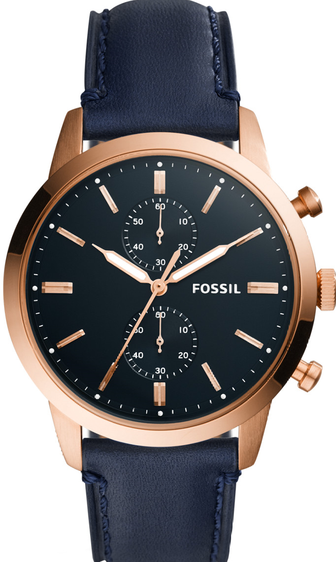 萬年鐘錶 - Fossil  三眼計時皮革男錶   FS5436 錶徑44MM