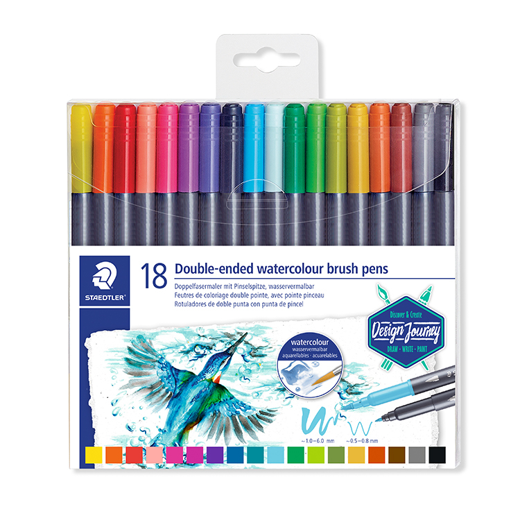 【STAEDTLER 施德樓】設計家水性雙頭書法筆18色組 MS3001 TB18