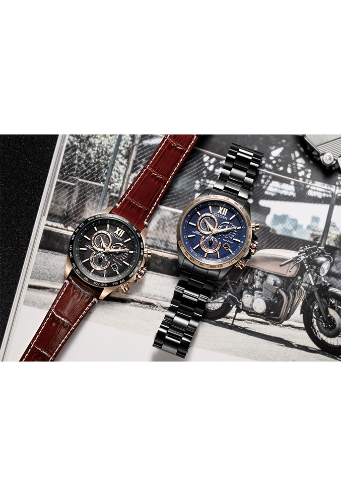 萬年鐘錶 - Citizen 星辰錶  世界時間 電波對時男錶   CB5837-88L  錶徑45MM