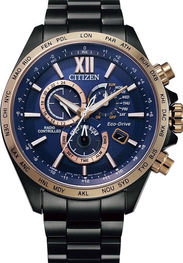 萬年鐘錶 - Citizen 星辰錶  世界時間 電波對時男錶   CB5837-88L  錶徑45MM