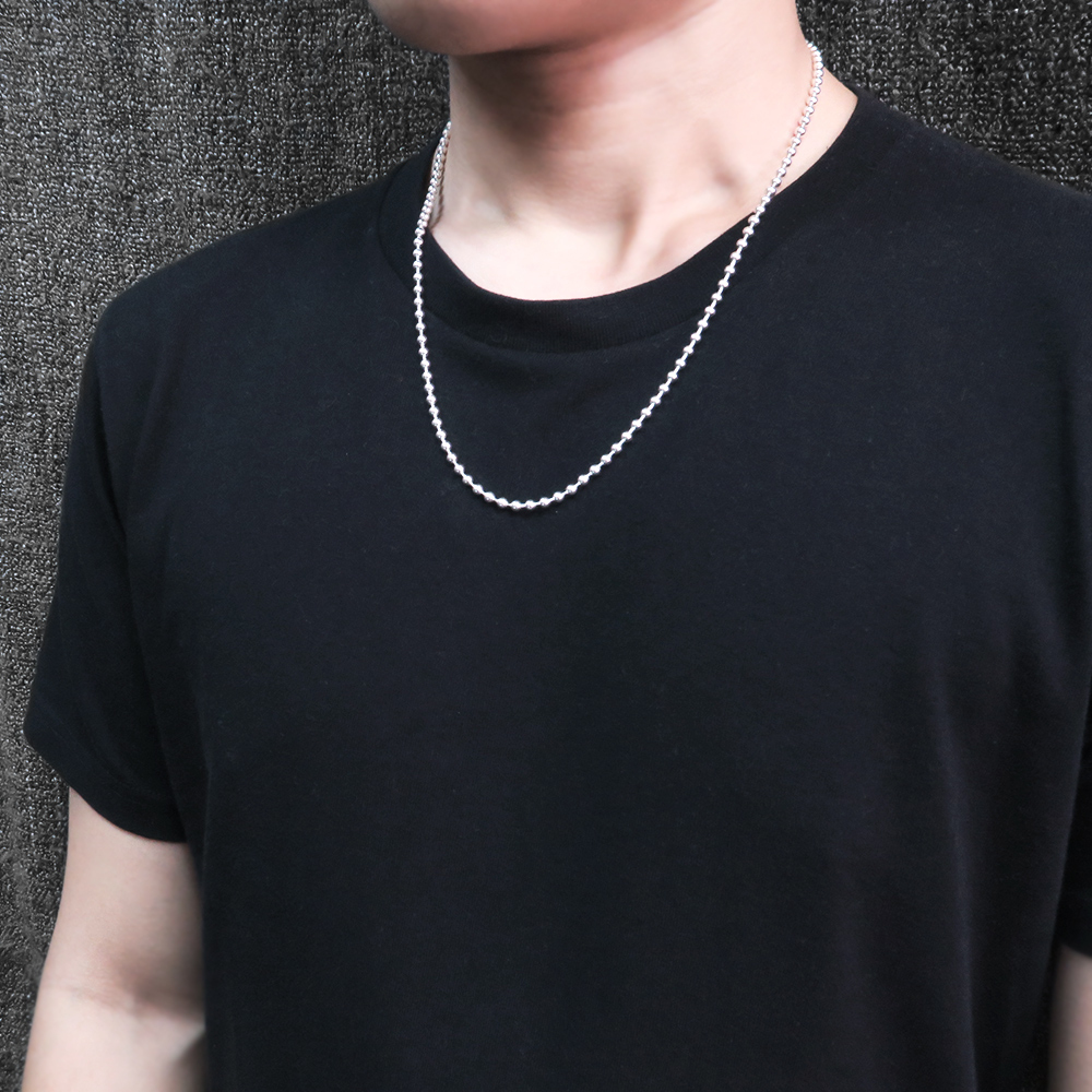 光亮圓珠鍊(3.5mm寬鍊) 925純銀 男生項鍊 中性 客製長度銀鍊