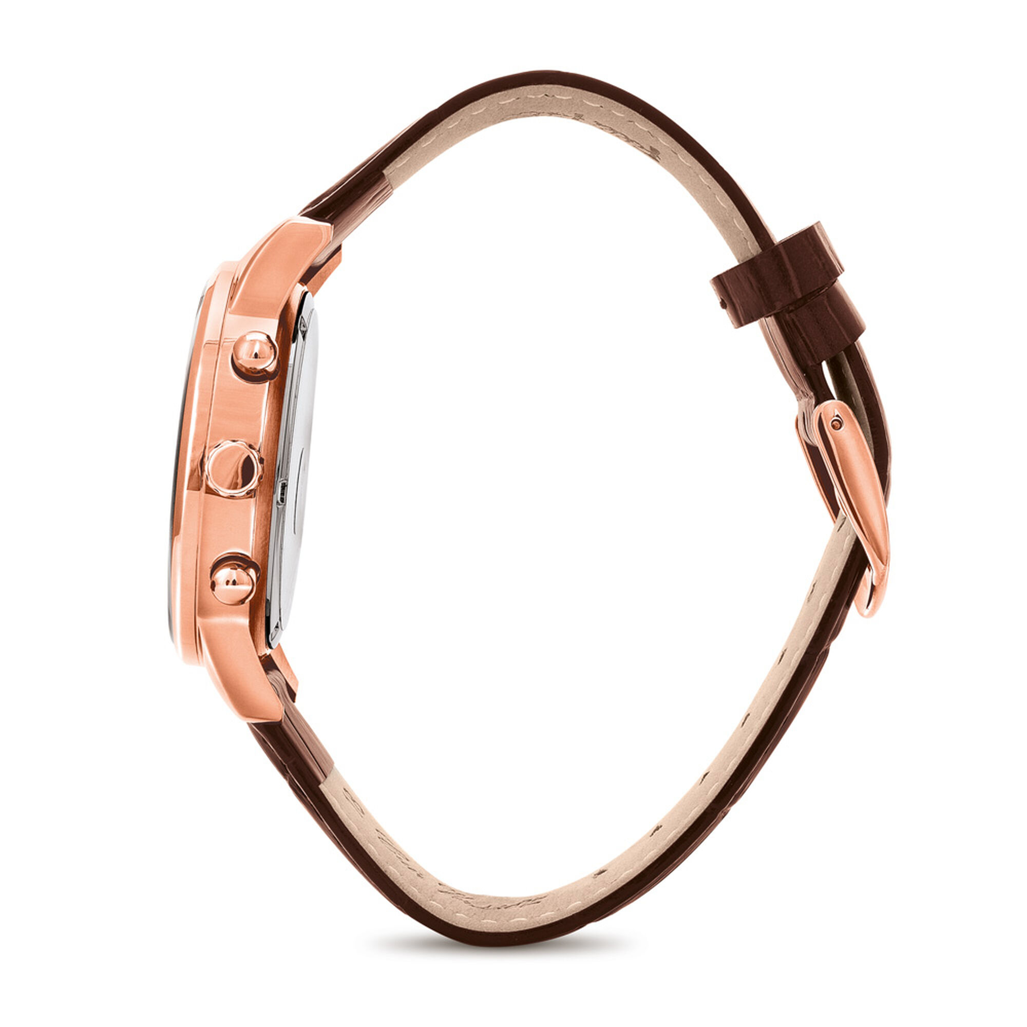 萬年鐘錶 - FOLLI FOLLIE   弧形鏡面羅馬字三眼腕錶  WF18R005SEZ / BR  錶徑38MM