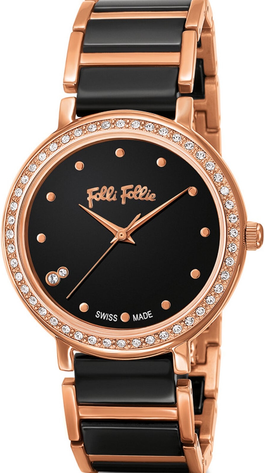 萬年鐘錶 - FOLLI FOLLIE   陶瓷晶鑽女錶   WF15B012BSK / XX  錶徑34MM