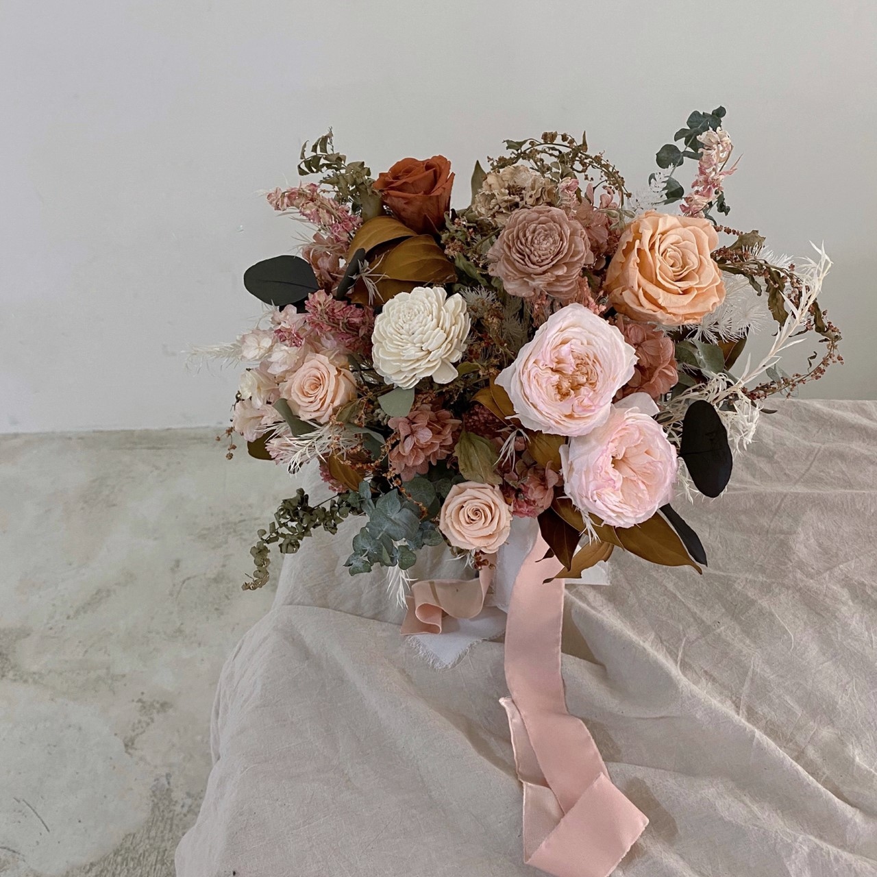 新娘永生捧花-庭園玫瑰