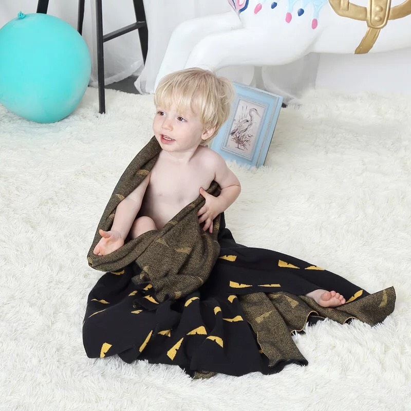 歐美小怪獸純棉針織毯