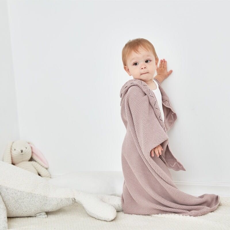 花邊素色針織純棉多功能蓋毯