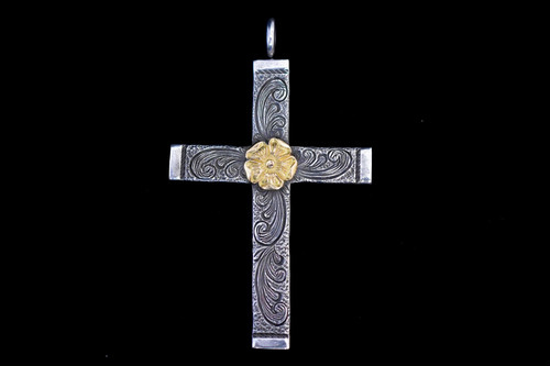 LOVE系列 18k點金玫瑰唐草十字架