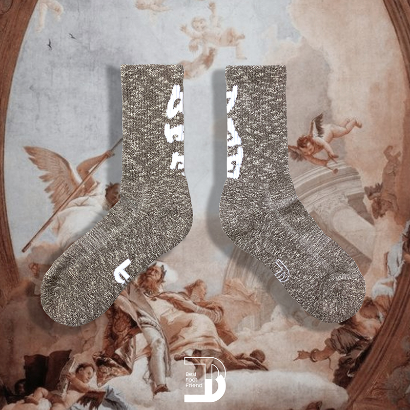 雪花寬字體襪_BF190021-22-F  杏色