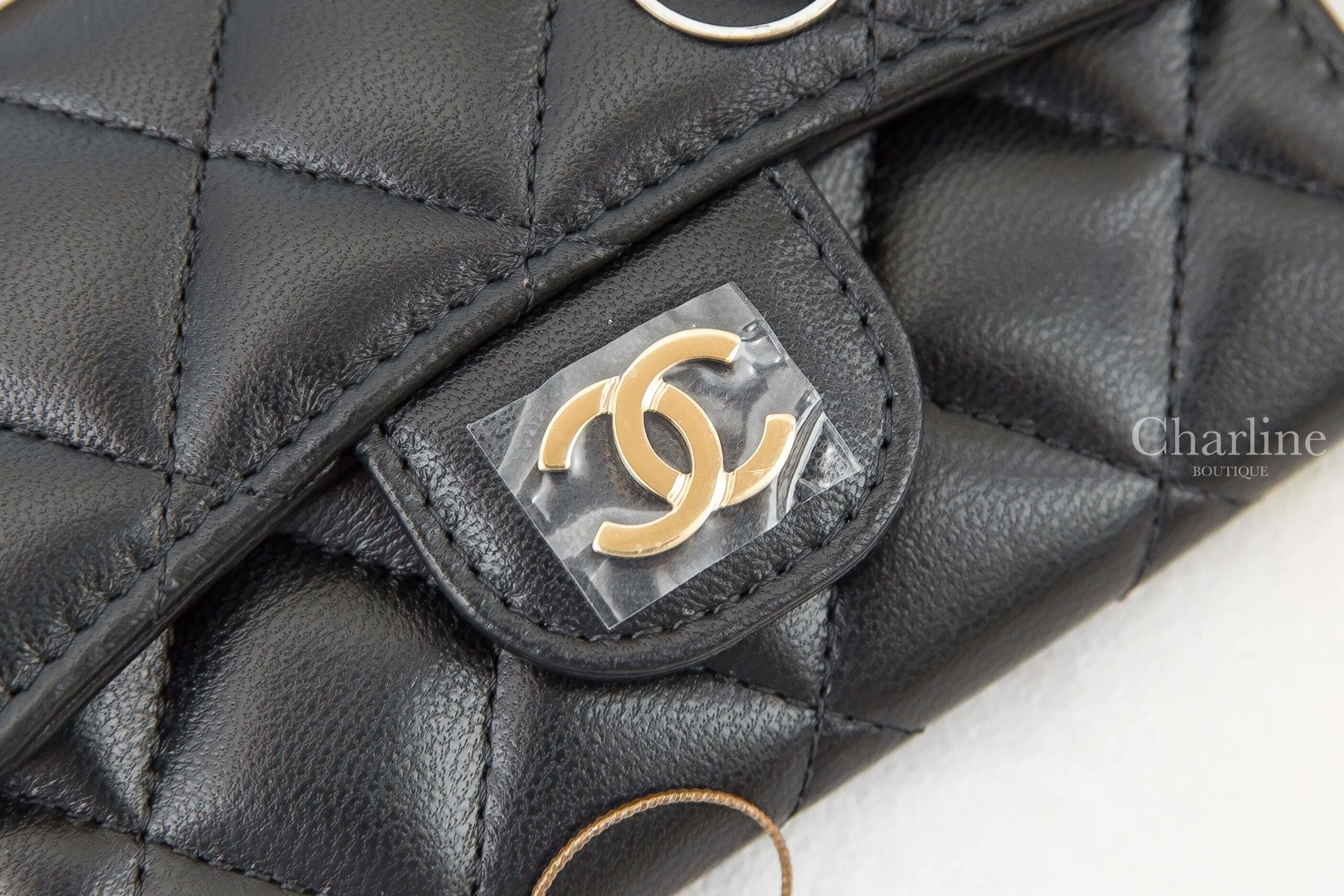 Chanel Classic Card Holder 黑色金CC酒紅內裡菱格紋小羊皮零錢夾