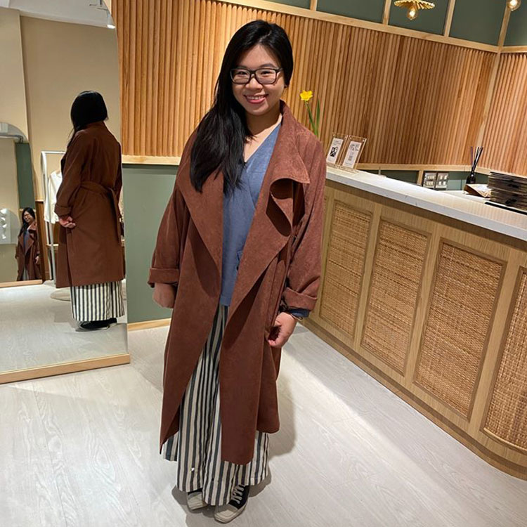 身高155小幫手實穿時間漫遊仿麂皮翻領手工長大衣