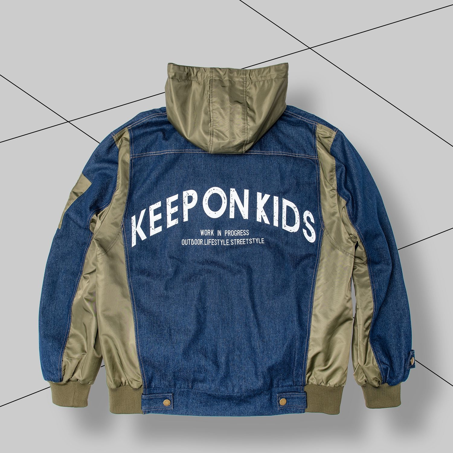 KID ® MA-1牛仔拼接雙面穿防風外套