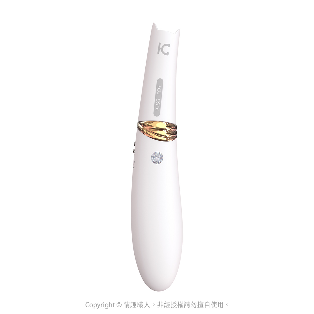 KISS TOY-MISS CC 貓咪3檔吮吸+10段變頻矽膠震動棒-白