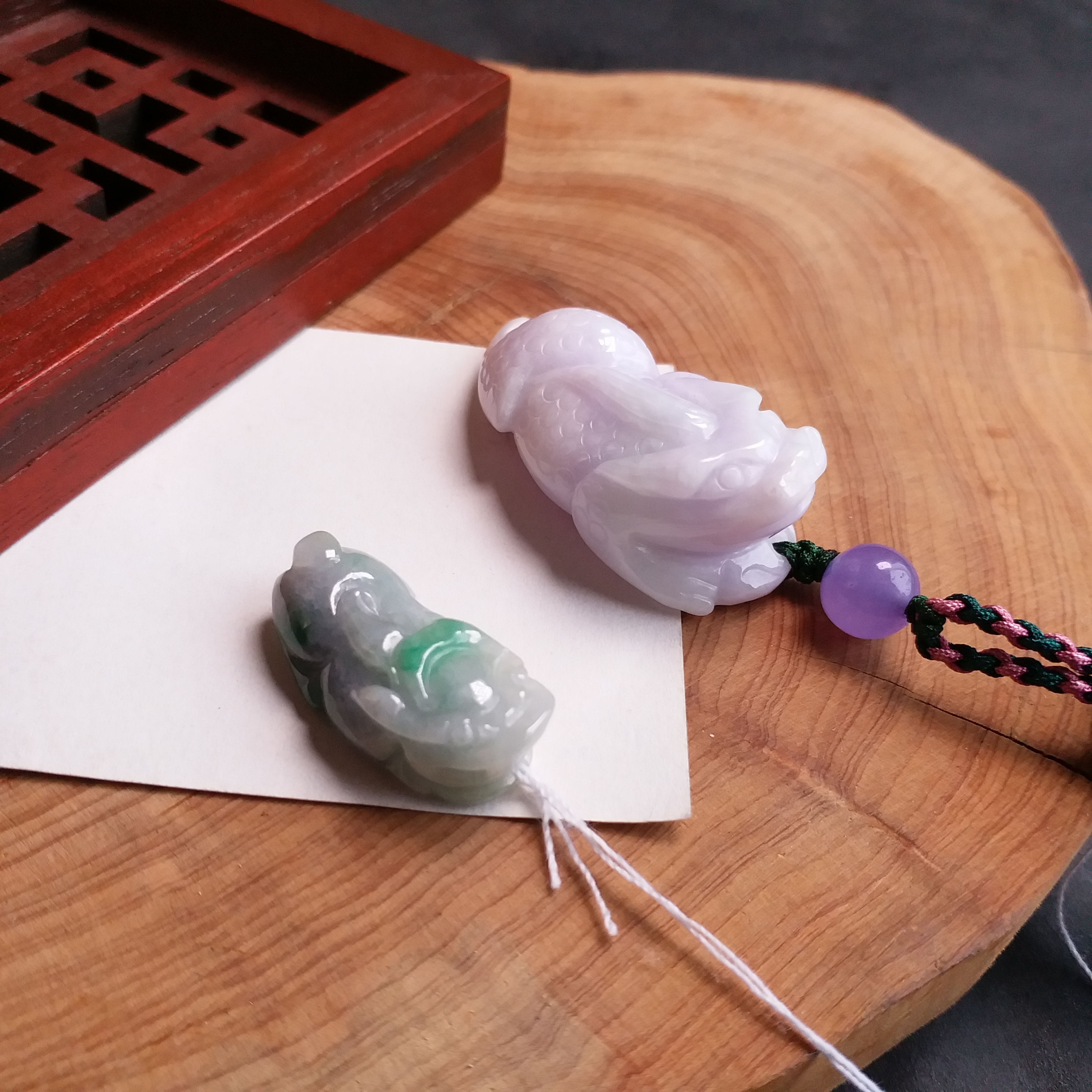 FG15【吸財孖寶】紫羅蘭吸財金蟾+冰糯飄綠貔貅