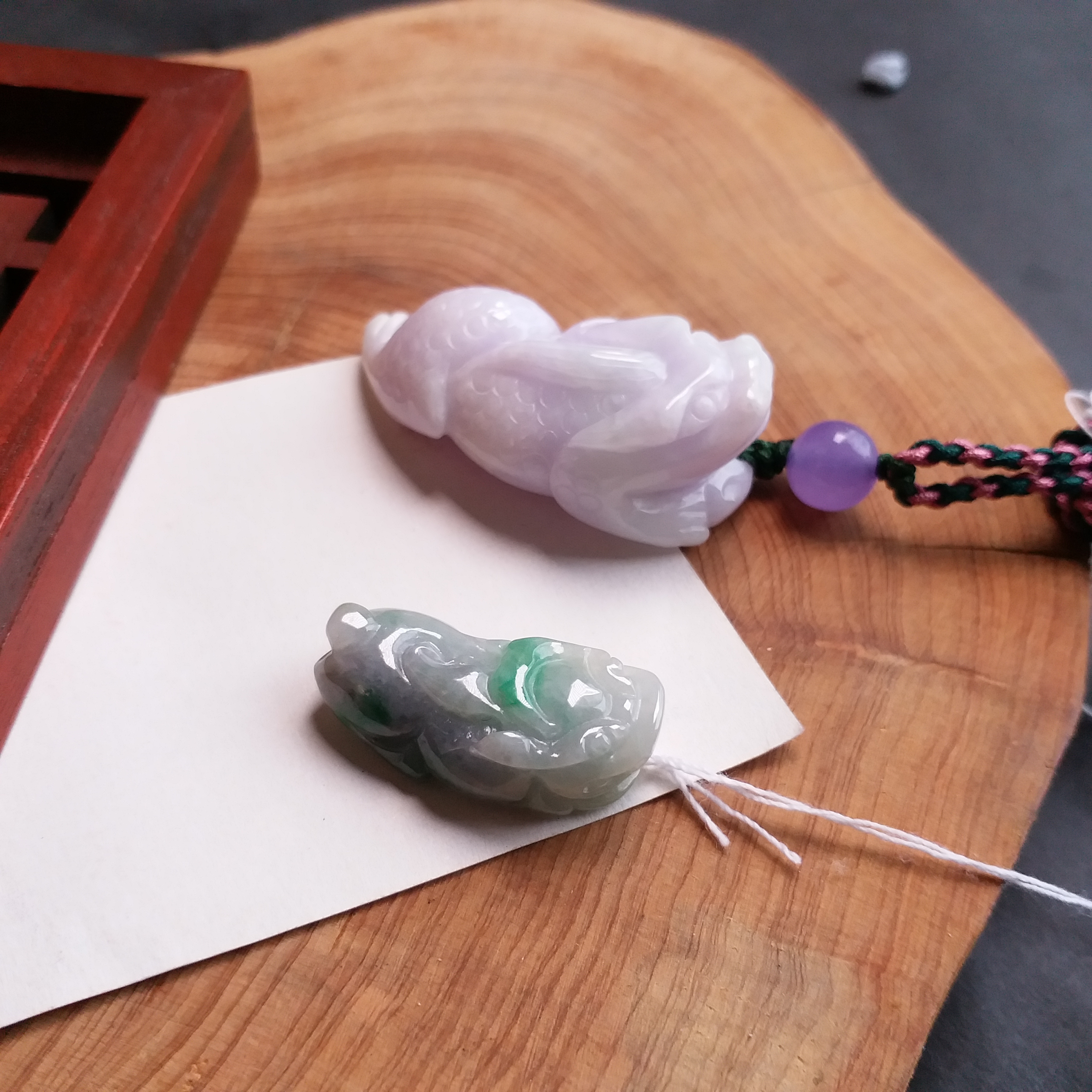 FG15【吸財孖寶】紫羅蘭吸財金蟾+冰糯飄綠貔貅