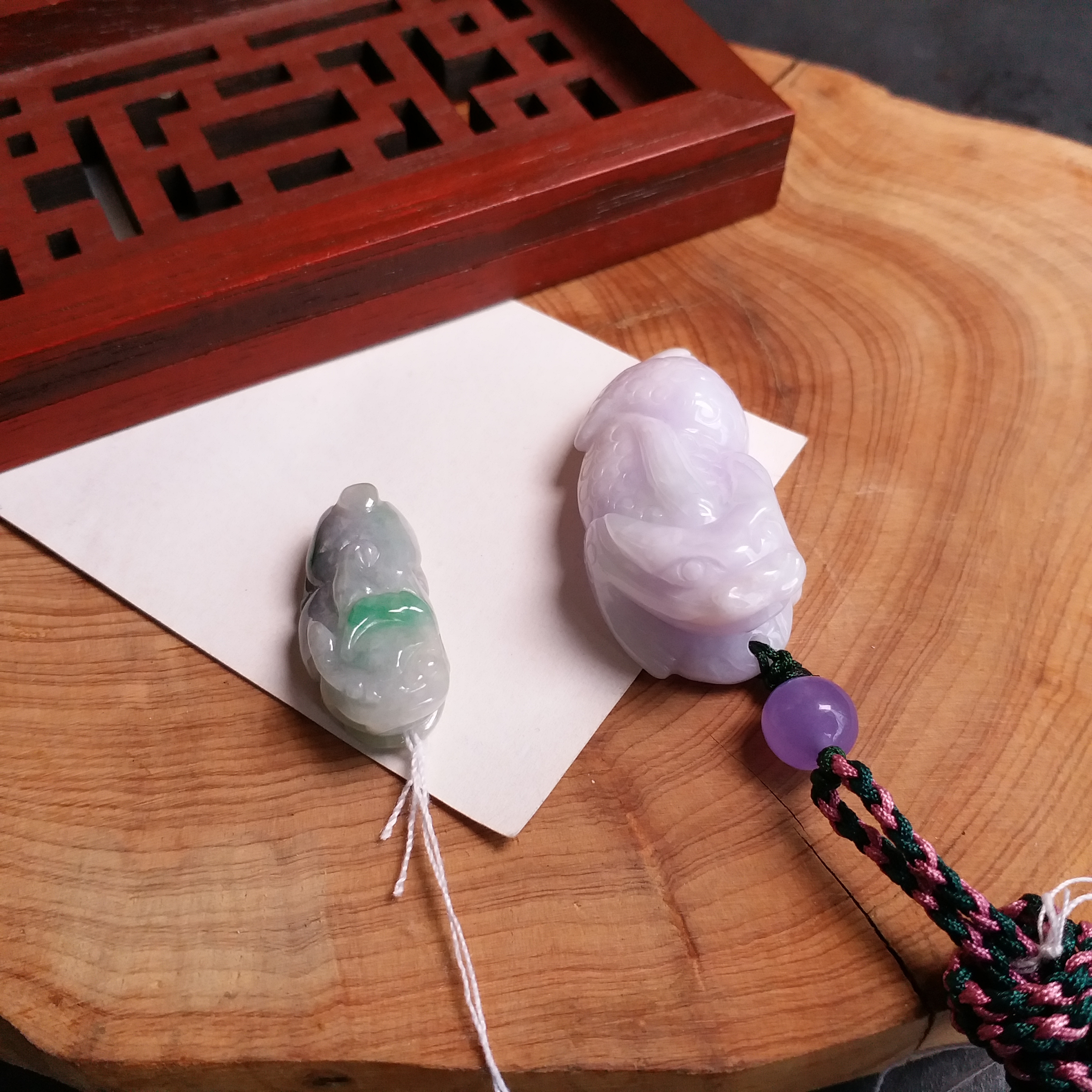 紫羅蘭吸財金蟾+冰糯飄綠貔貅, 天然翡翠A玉, 緬甸玉, Jade, Jadeite