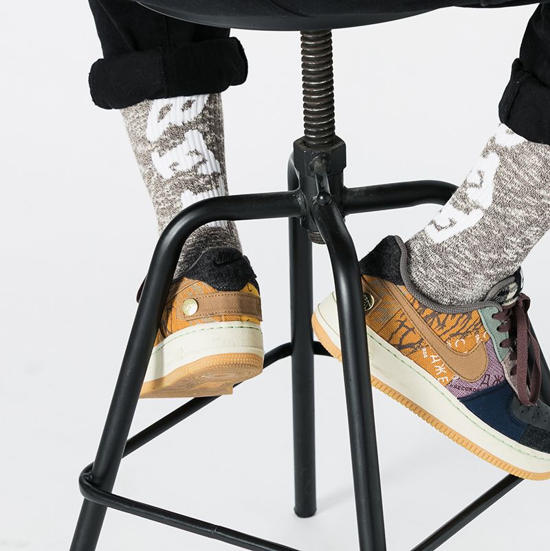 雪花寬字體襪_BF190021-22-F  杏色