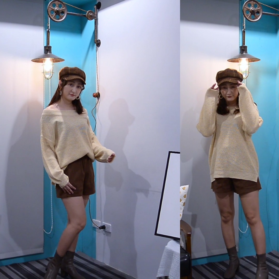 船領彩色寬版針織上衣