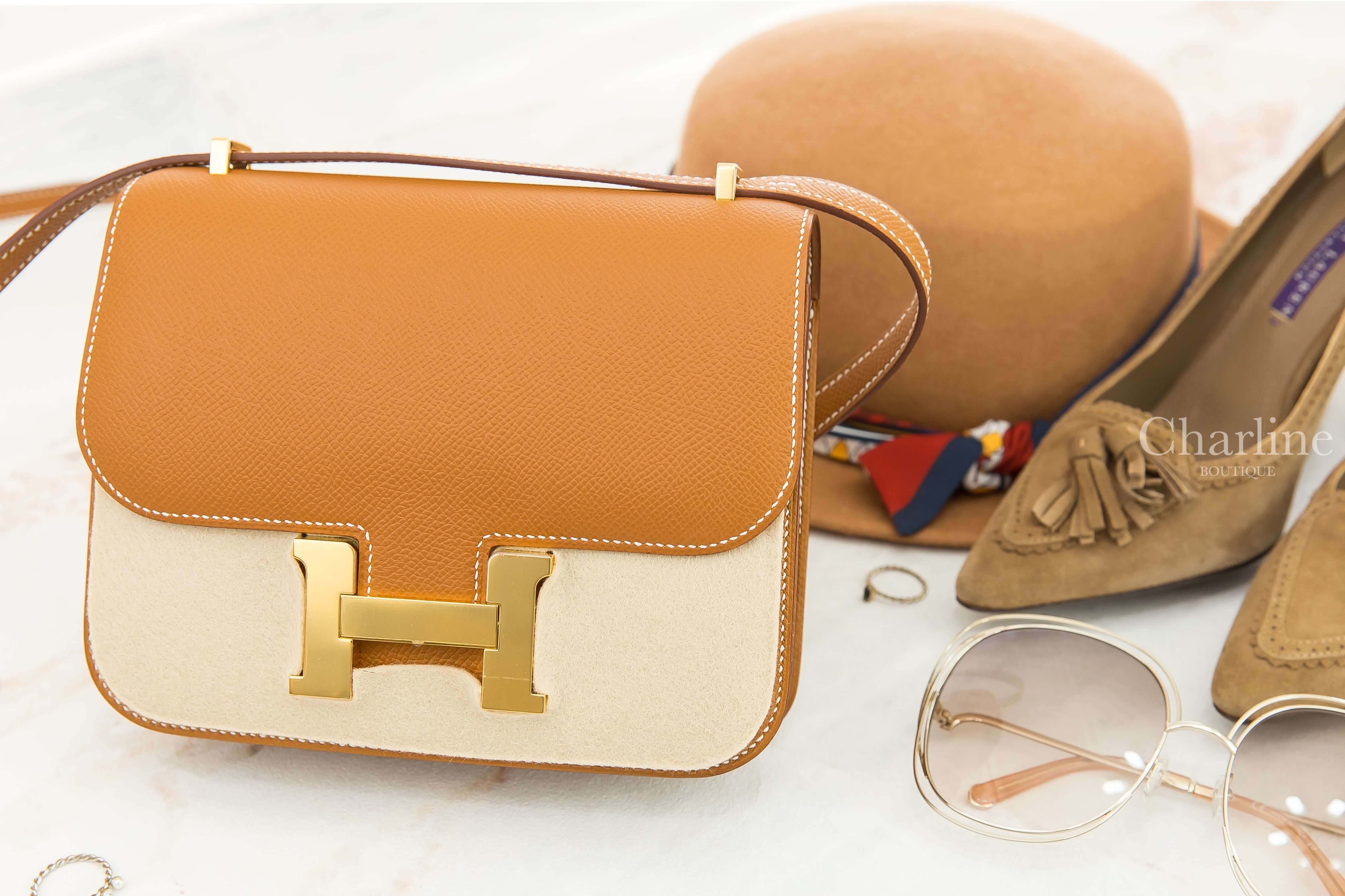 Hermès Mini Constance III 18cm 37 Gold Veau Epsom Z刻焦糖色金釦-Charline Boutique 精品代購