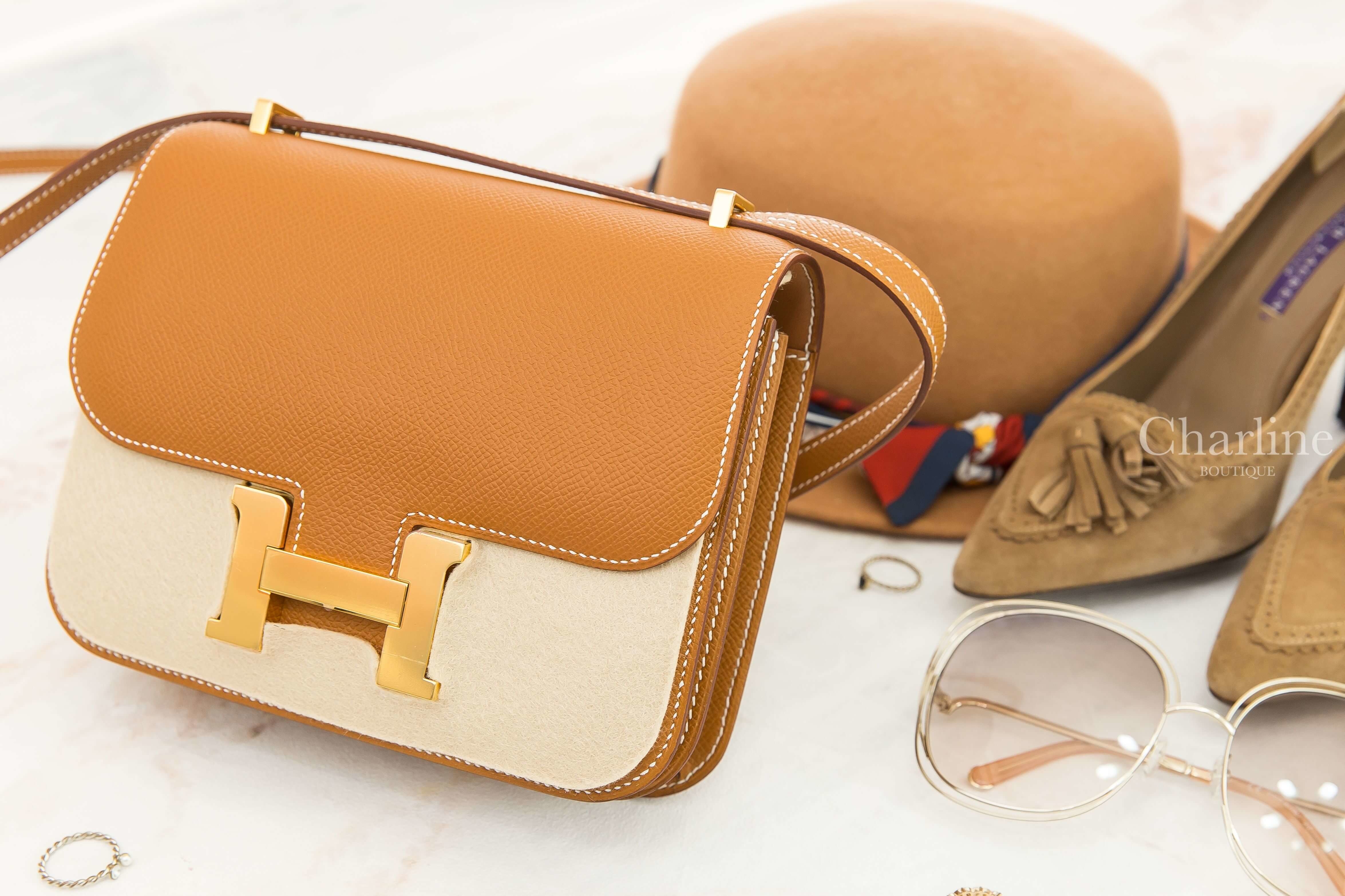 Hermès Mini Constance III 18cm 37 Gold Veau Epsom Z刻焦糖色金釦-Charline Boutique 精品代購