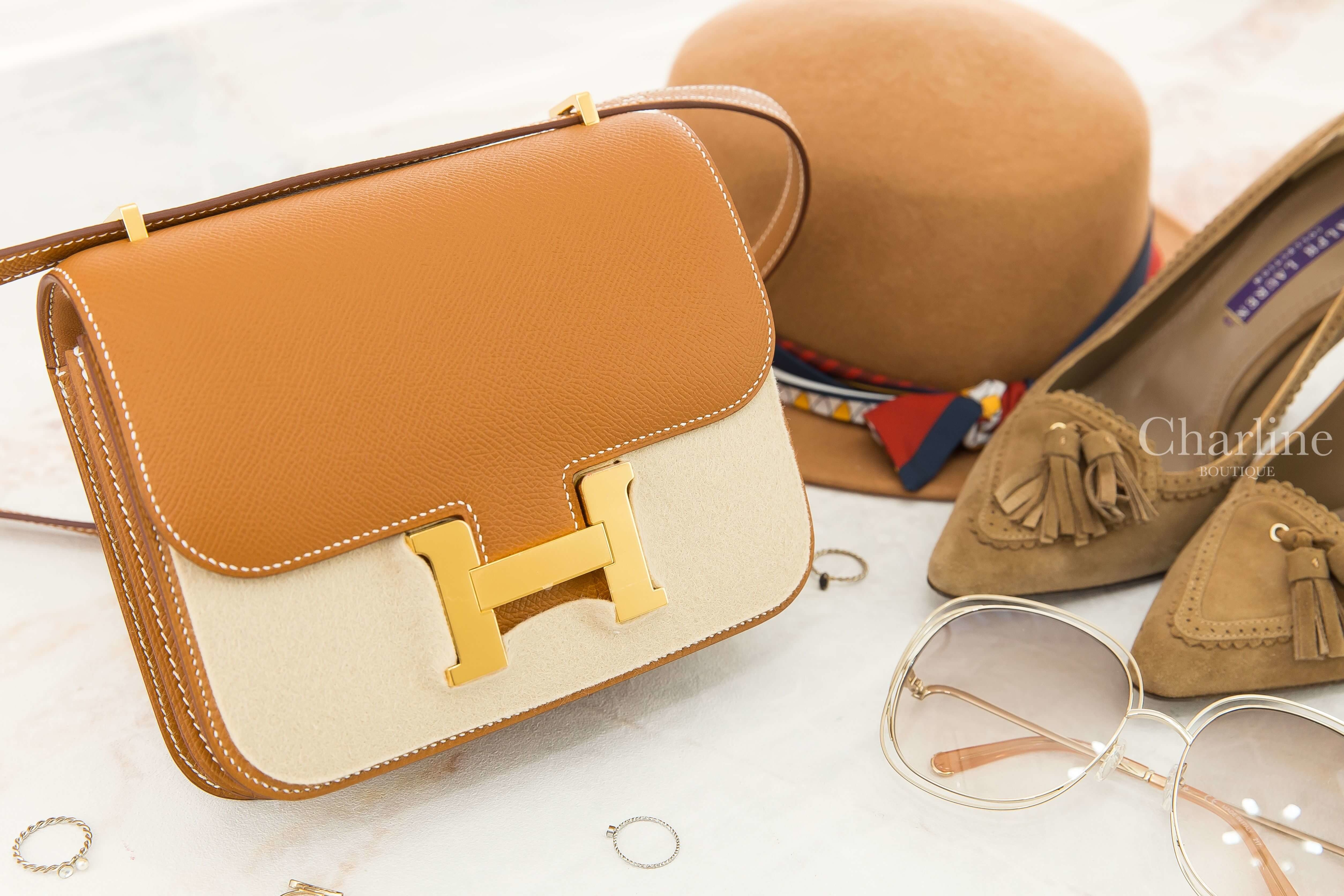 Hermès Mini Constance III 18cm 37 Gold Veau Epsom Z刻焦糖色金釦-Charline Boutique 精品代購