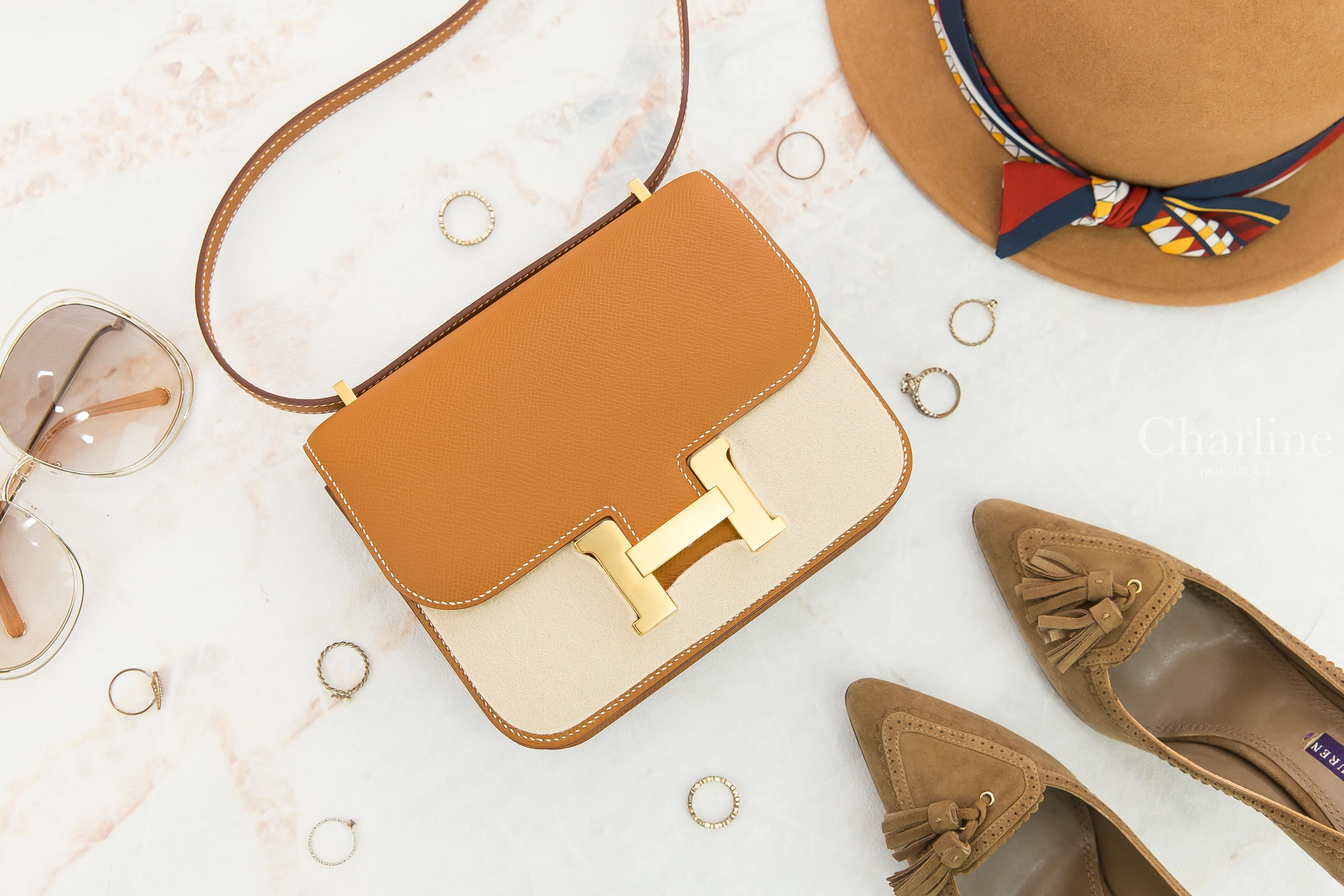 Hermès Mini Constance III 18cm 37 Gold Veau Epsom Z刻焦糖色金釦-Charline Boutique 精品代購