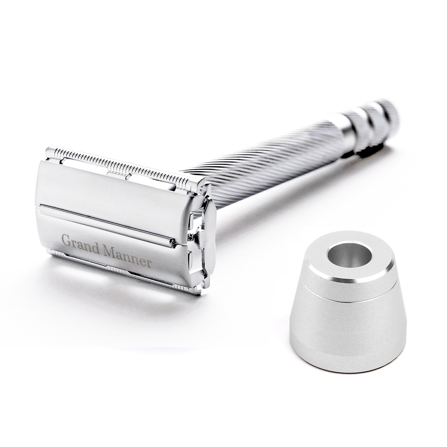 英國 Grand Manner 復古雙面安全手動刮鬍刀（銀 / 旋開式 / 傳統老式雙刃刮鬍刀片）