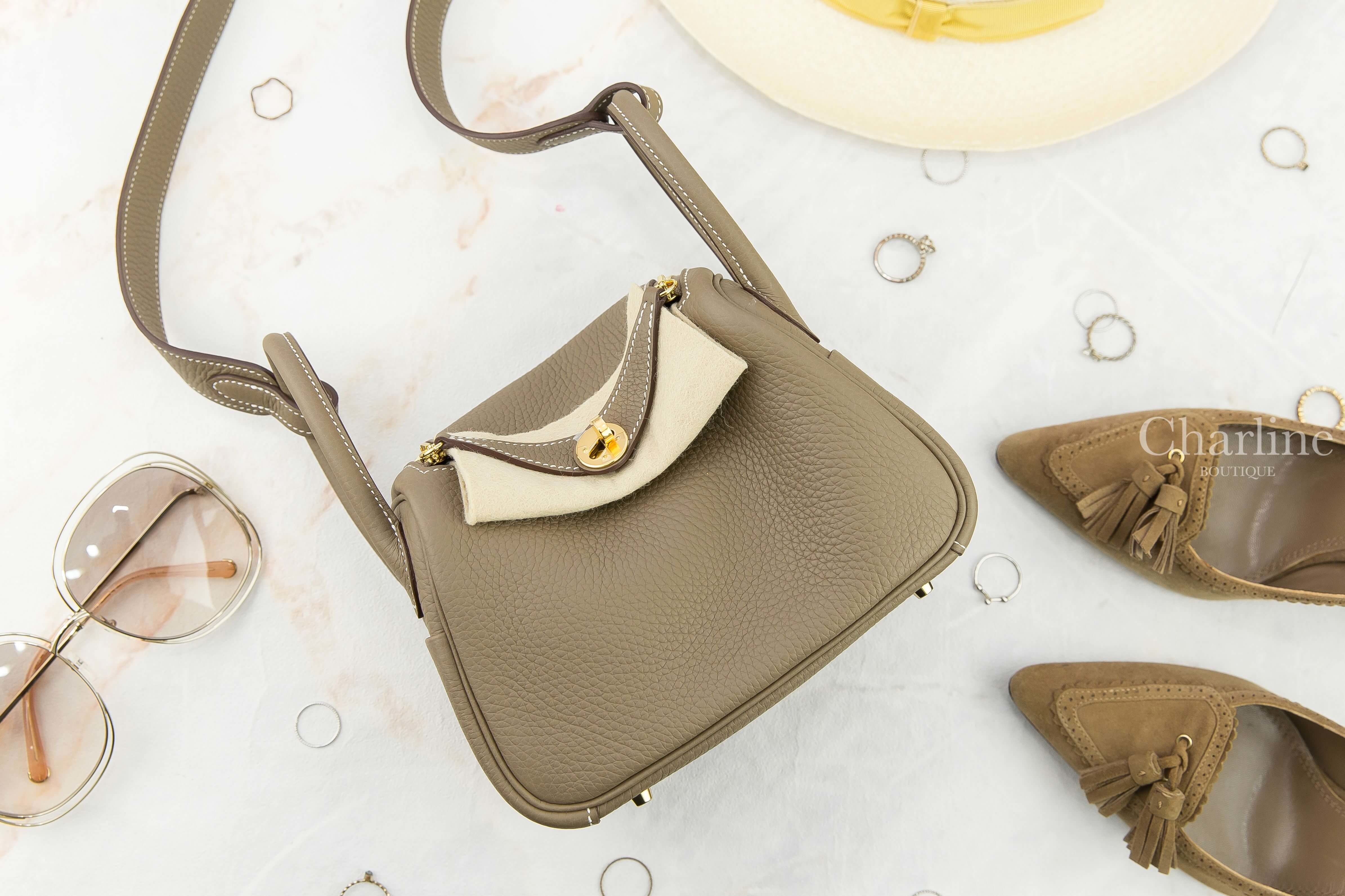 Hermès Lindy Mini 18 Etoupe Taurillon Clemence Z刻大象灰金釦-Charline Boutique 精品代購