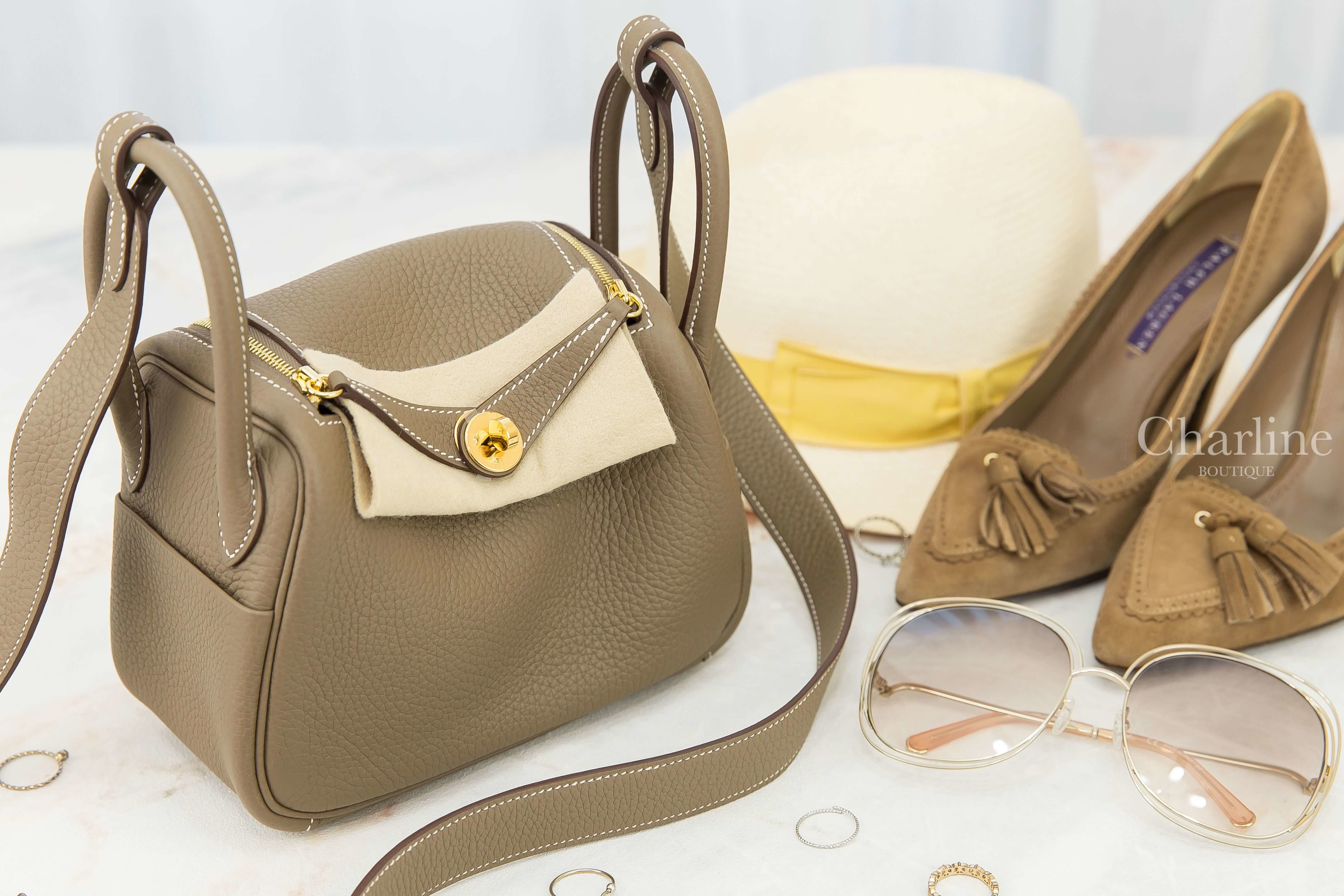 Hermès Lindy Mini 18 Etoupe Taurillon Clemence Z刻大象灰金釦-Charline Boutique 精品代購