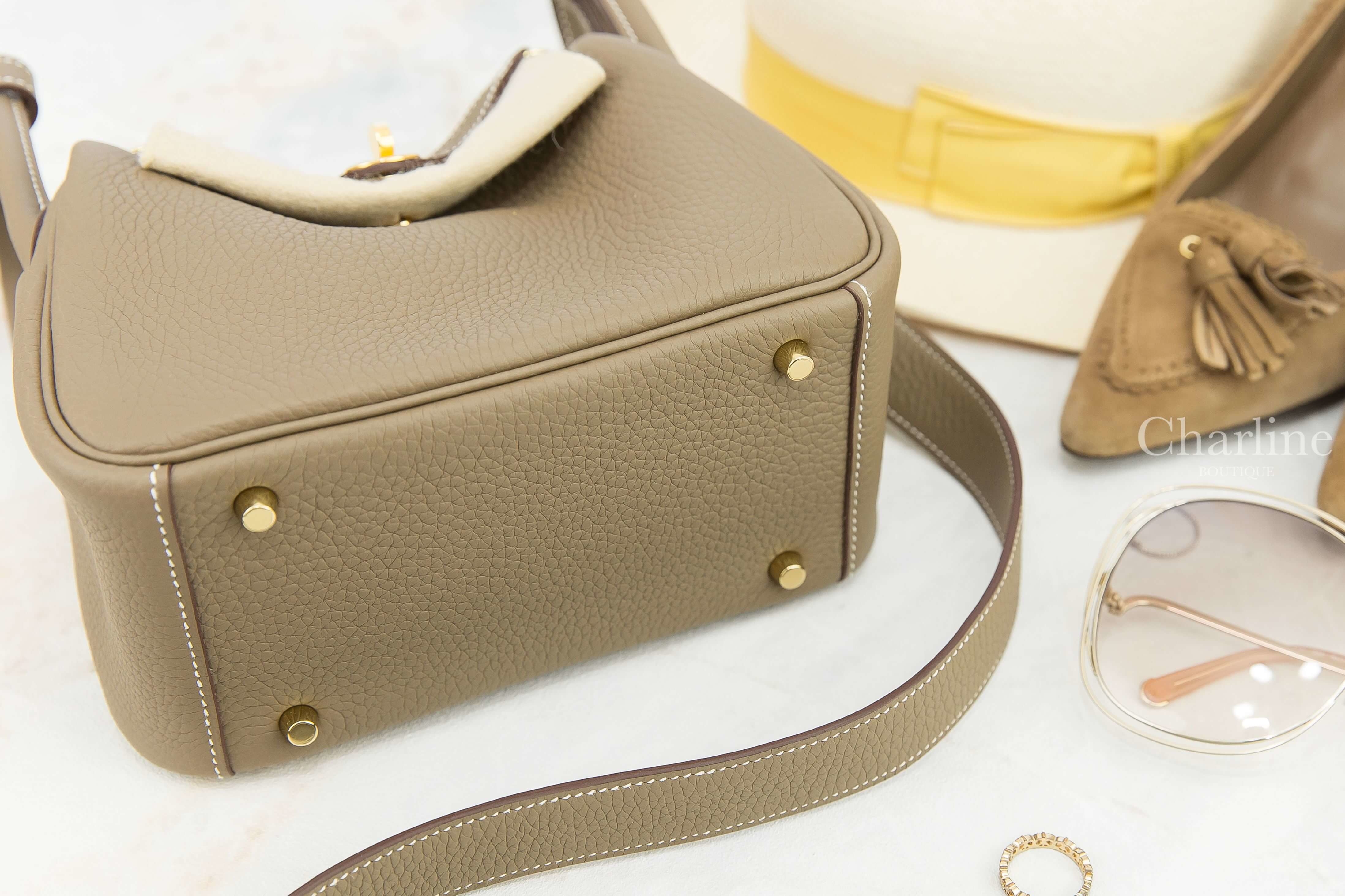 Hermès Lindy Mini 18 Etoupe Taurillon Clemence Z刻大象灰金釦-Charline Boutique 精品代購
