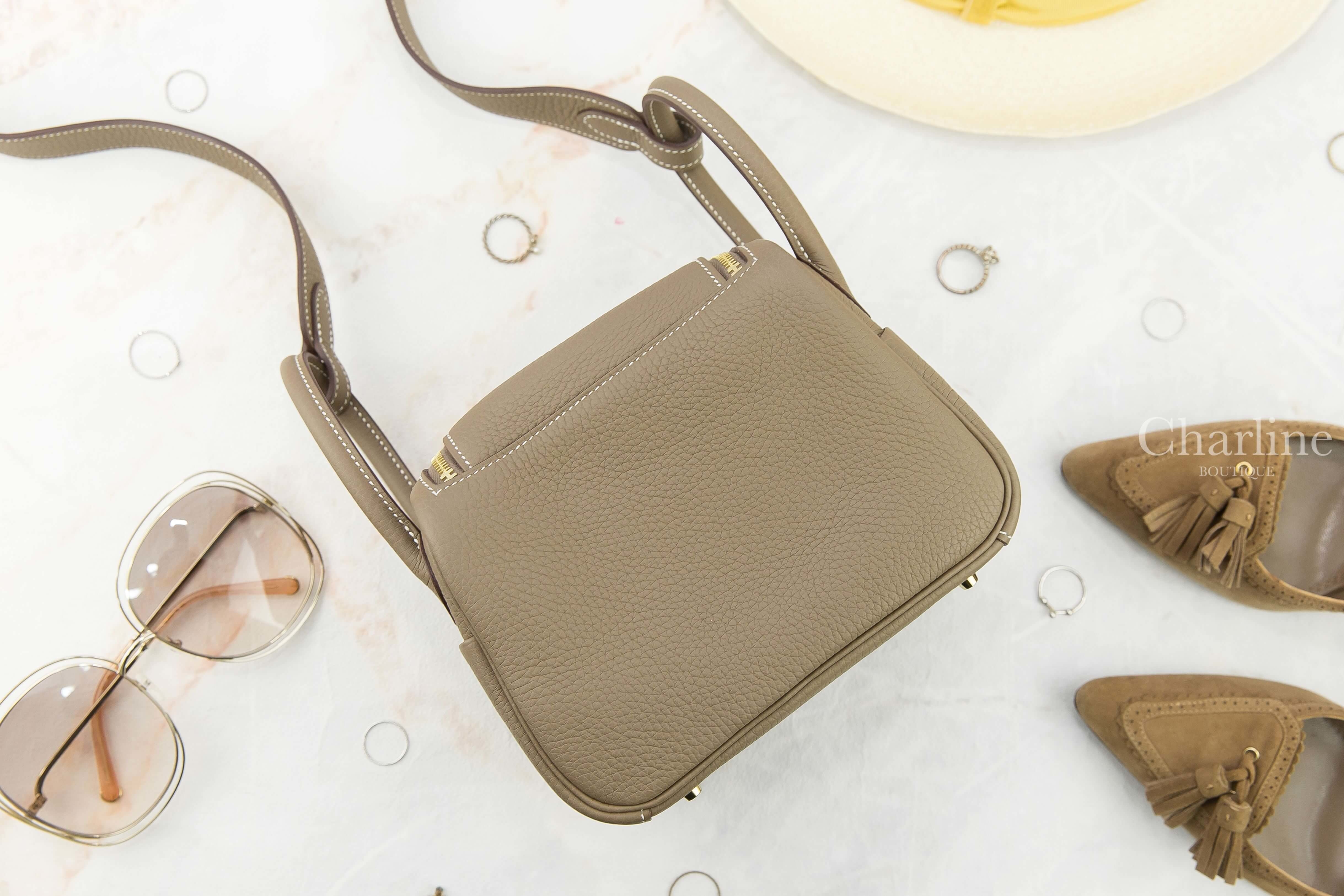 Hermès Lindy Mini 18 Etoupe Taurillon Clemence Z刻大象灰金釦-Charline Boutique 精品代購