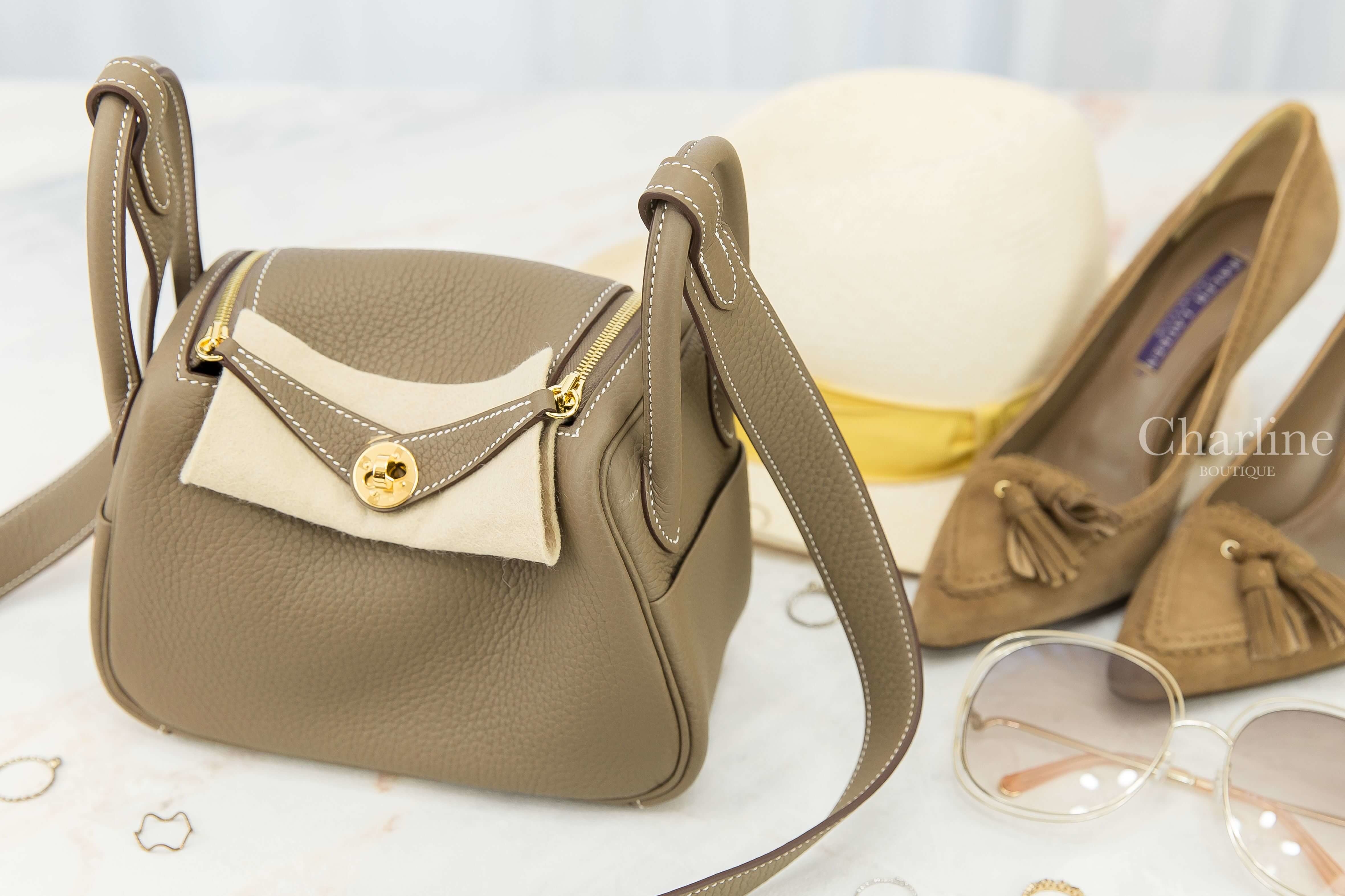 Hermès Lindy Mini 18 Etoupe Taurillon Clemence Z刻大象灰金釦-Charline Boutique 精品代購