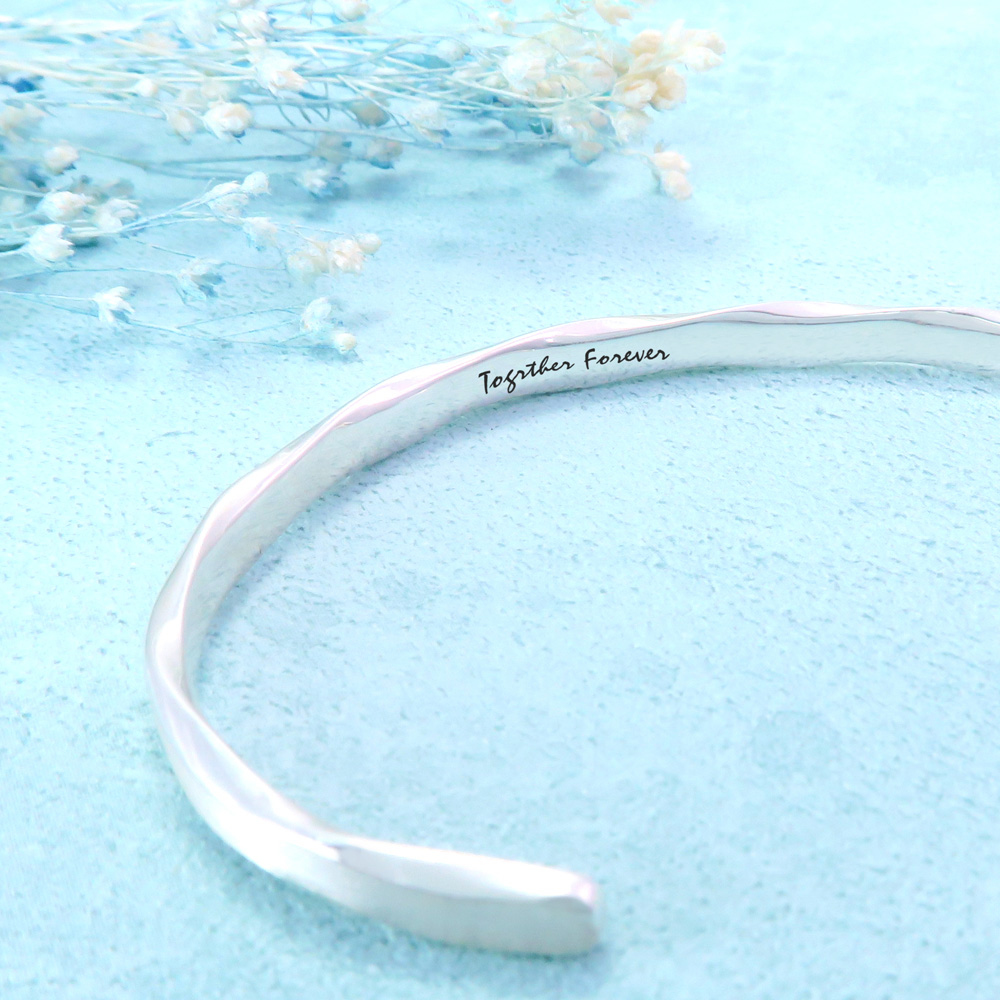 訂製  WAVE FLOWER 浪花刻字手環-水波 925純銀C型手環