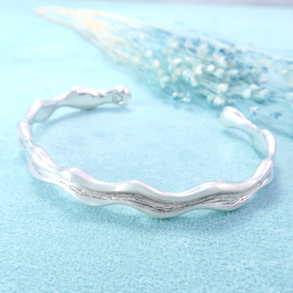 WAVE FLOWER 浪花手環-浪濤 925純銀C型手環