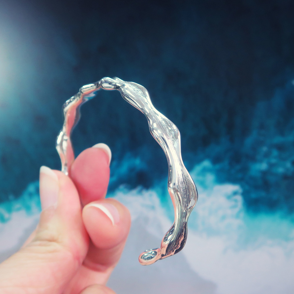 WAVE FLOWER 浪花手環-浪濤 925純銀C型手環