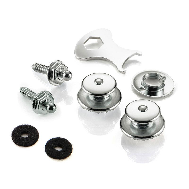 德製 LOXX E-CHROME 亮銀 鍍鉻 電吉他/貝士 安全背帶釦 背帶釘