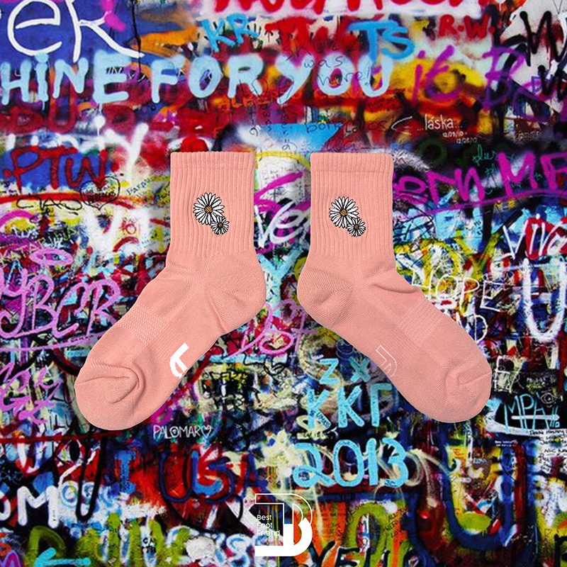 刺繡小花短襪_粉色_BF190025