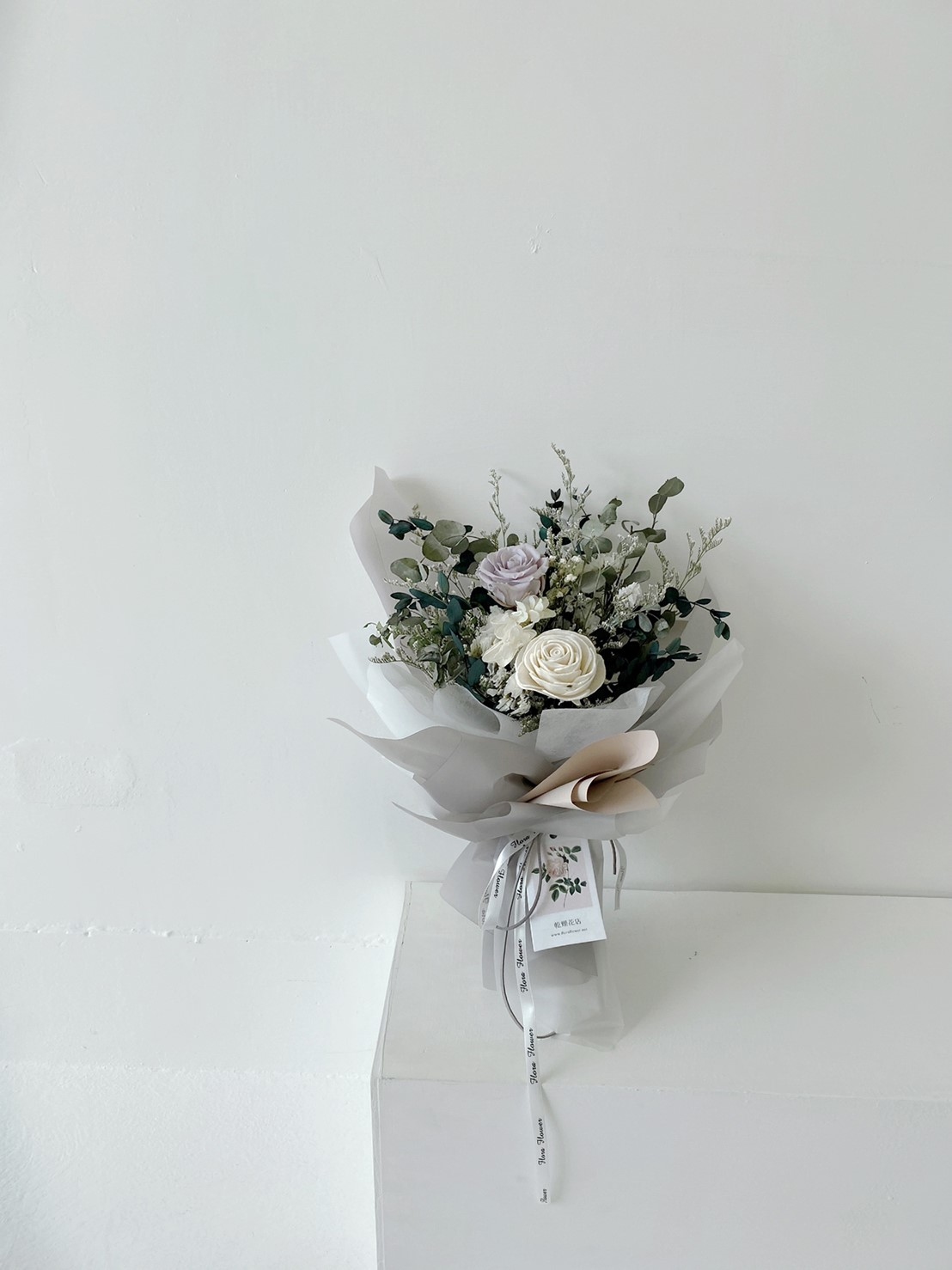 韓系乾燥花束-灰白