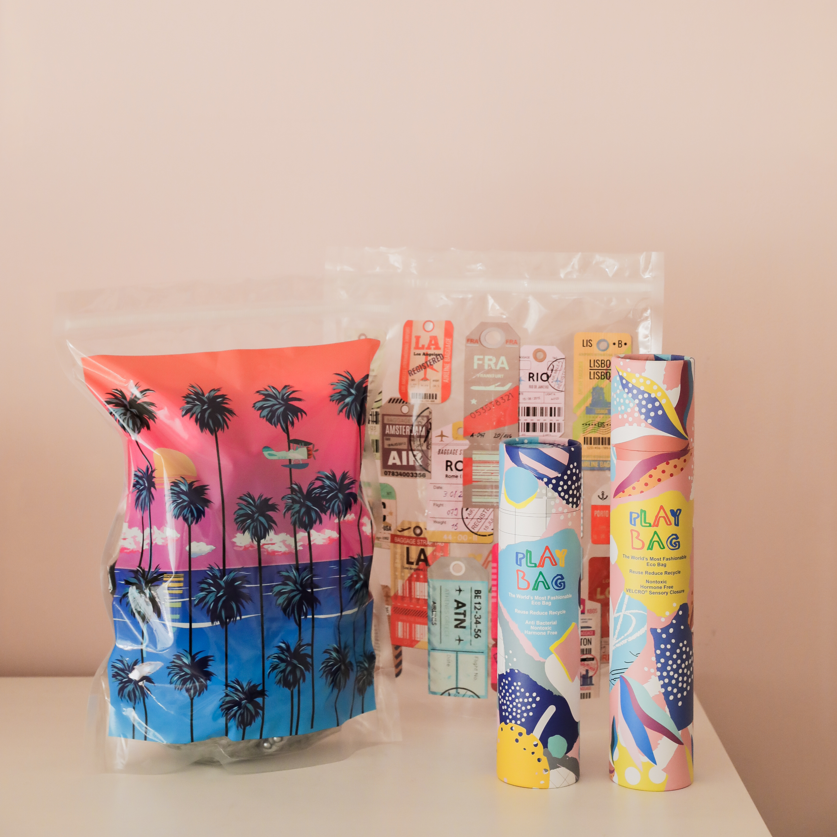 世界旅行家魔鬼氈環保袋 - 二圖合一綜合包 (大型) 8入