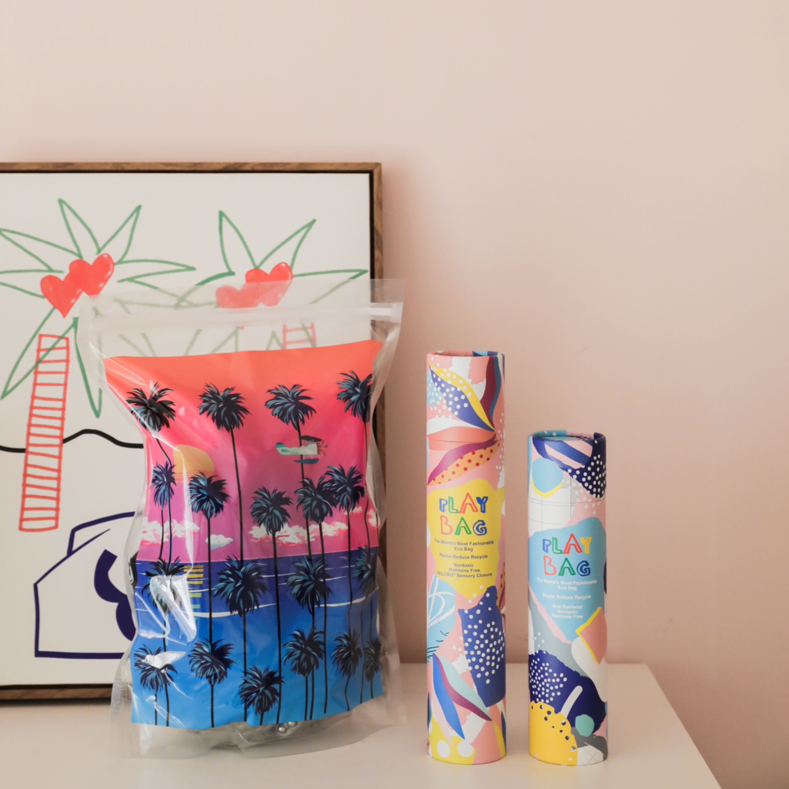 夕陽海灘魔鬼氈環保袋 （大型)10入