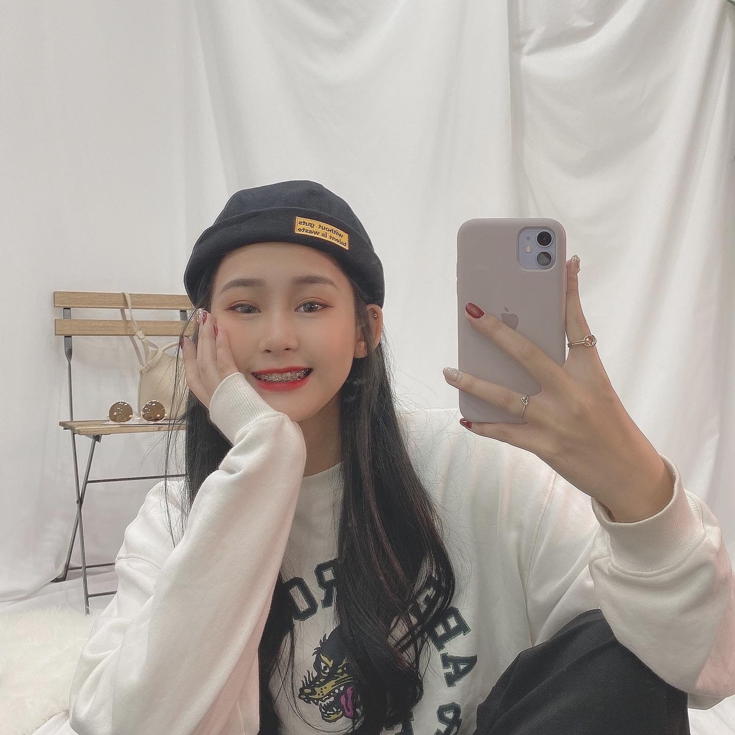 英文字方塊水兵帽/三色