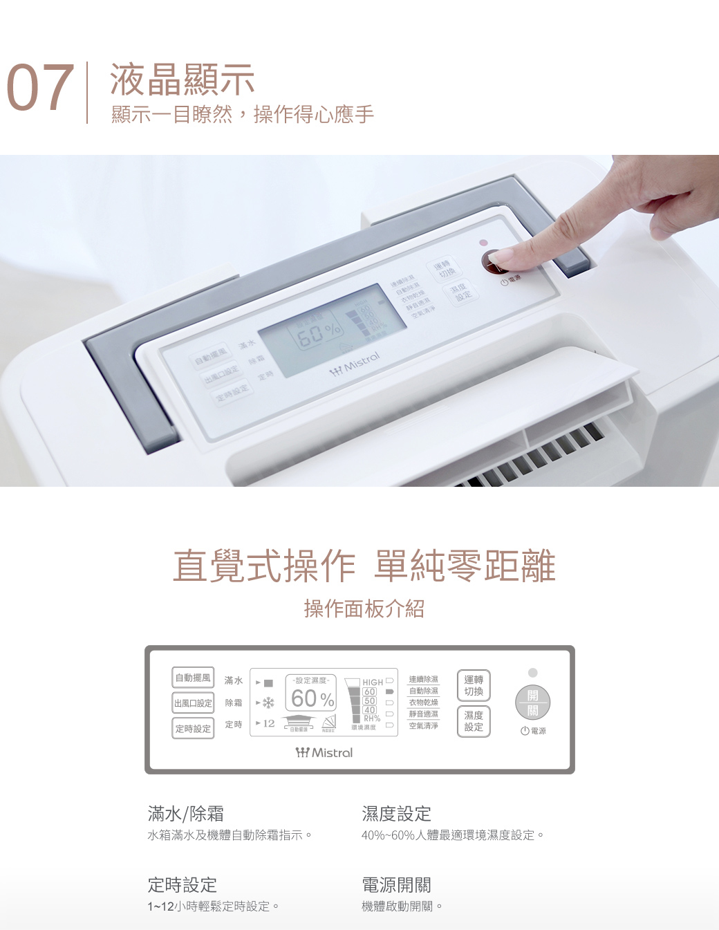 【Mistral】1st Class Energy Efficiency 24L Flagship LCD Smart Dehumidifier (JR-S67D) - Other Small Appliances - Plastic Gray